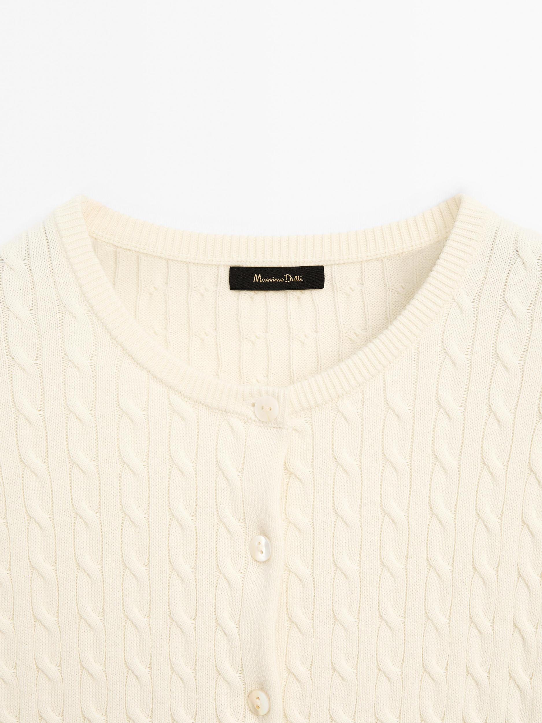 100% cotton cable-knit cardigan Product Image