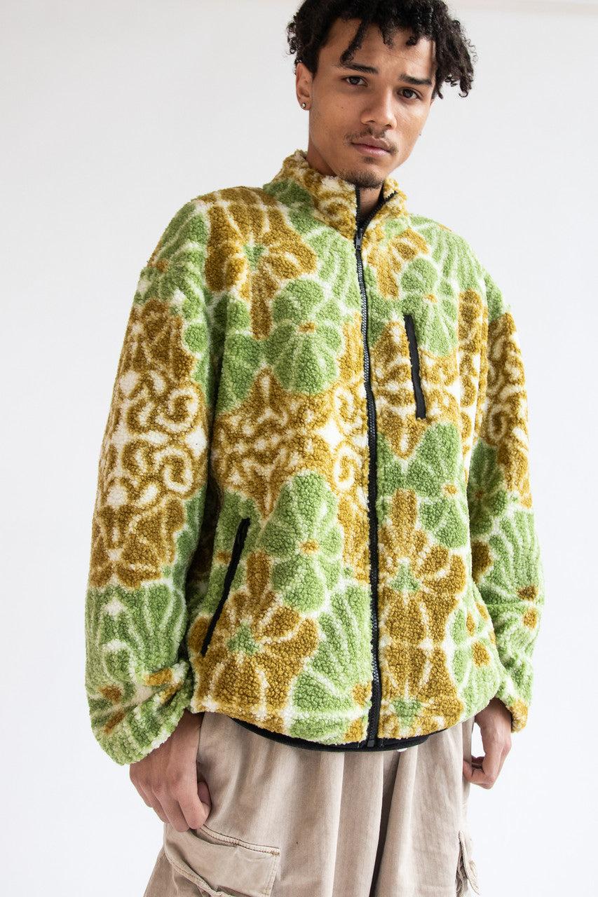 Floral Faux Sherpa Zip Up Jacket Product Image
