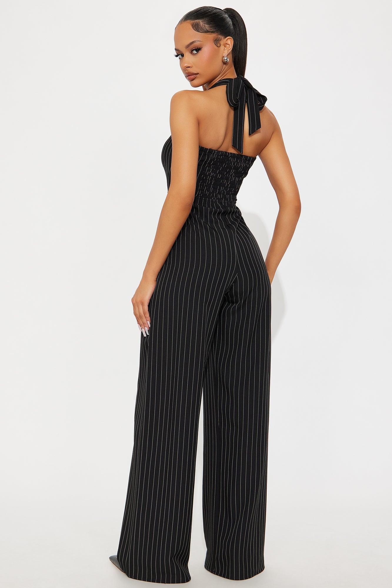 Marjory Pinstripe Jumpsuit - Black/combo Female Product Image