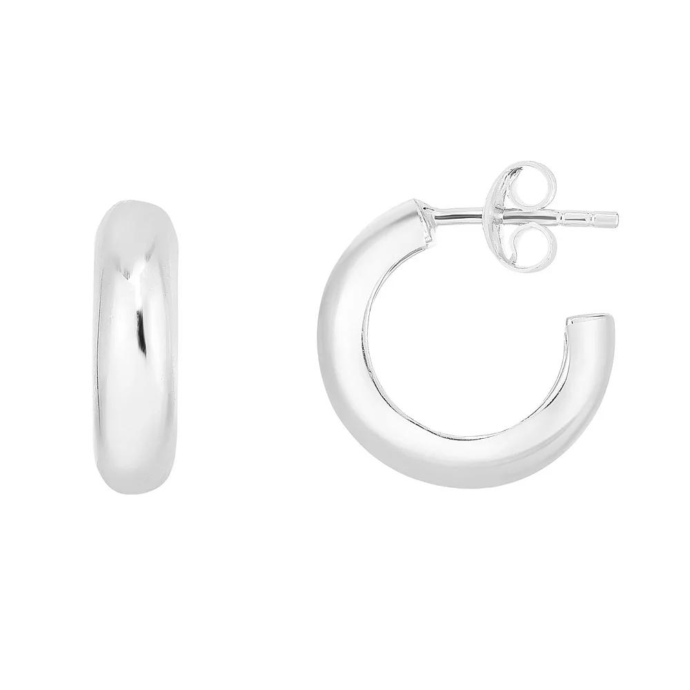 Sunkissed Sterling C-Hoop Earrings, Women's, Silver Tone Product Image