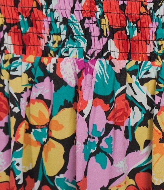 Calessa Mesh Knit Floral V-Neck Short Sleeve Dress Product Image