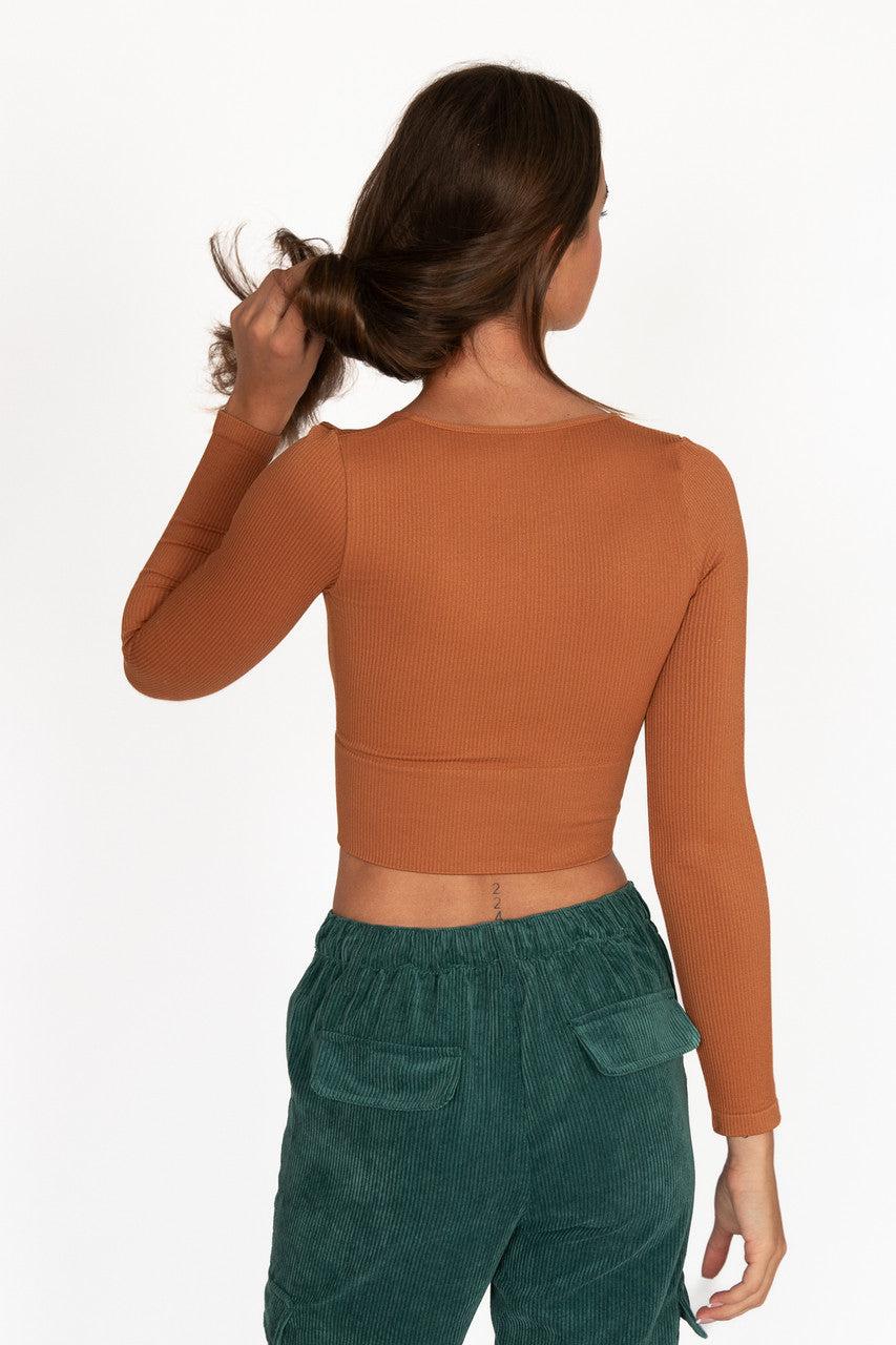 Deep V Neck Long Sleeve Top Product Image