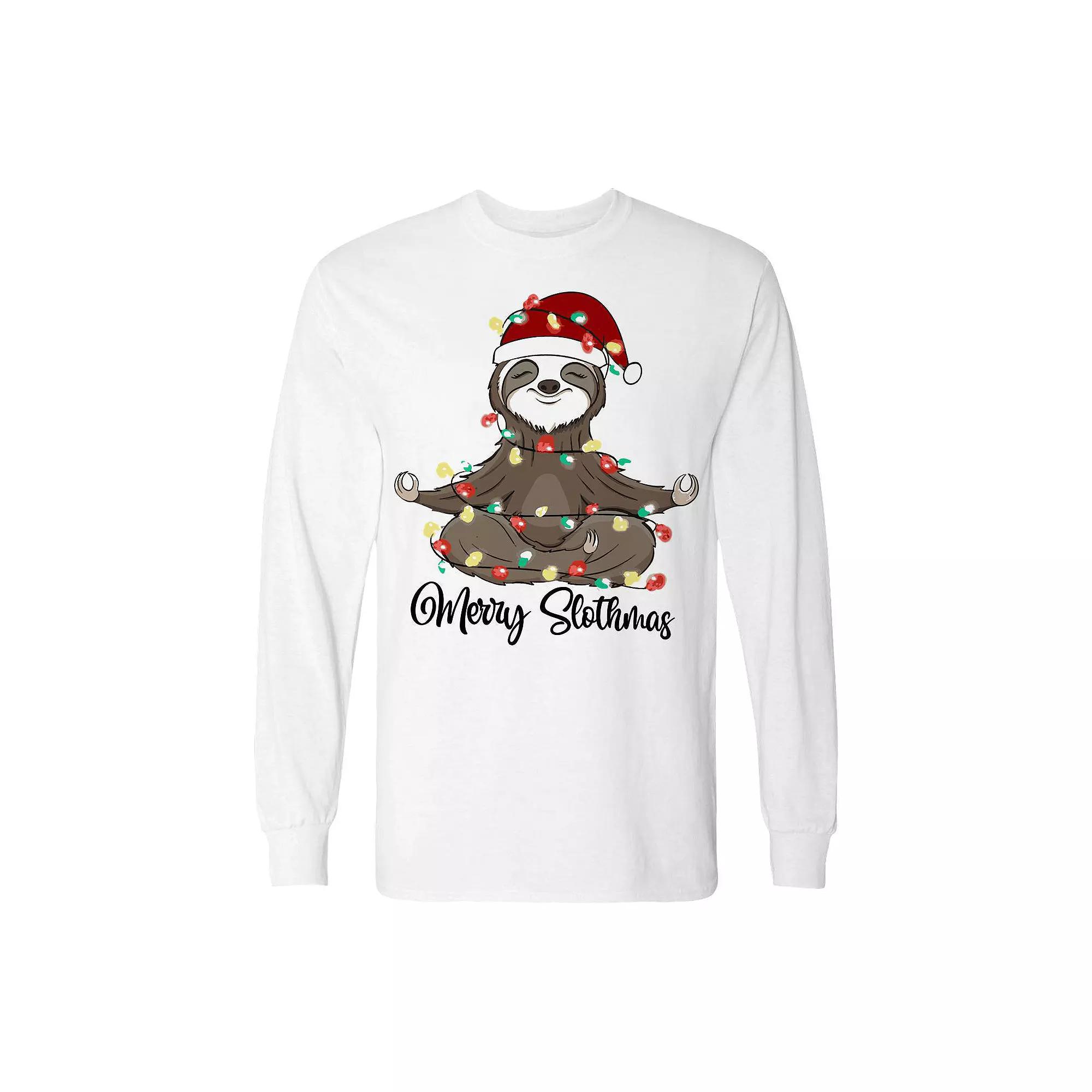 Men's Christmas Merry Slothmas Long Sleeve Graphic Tee, Adult Unisex,  Product Image