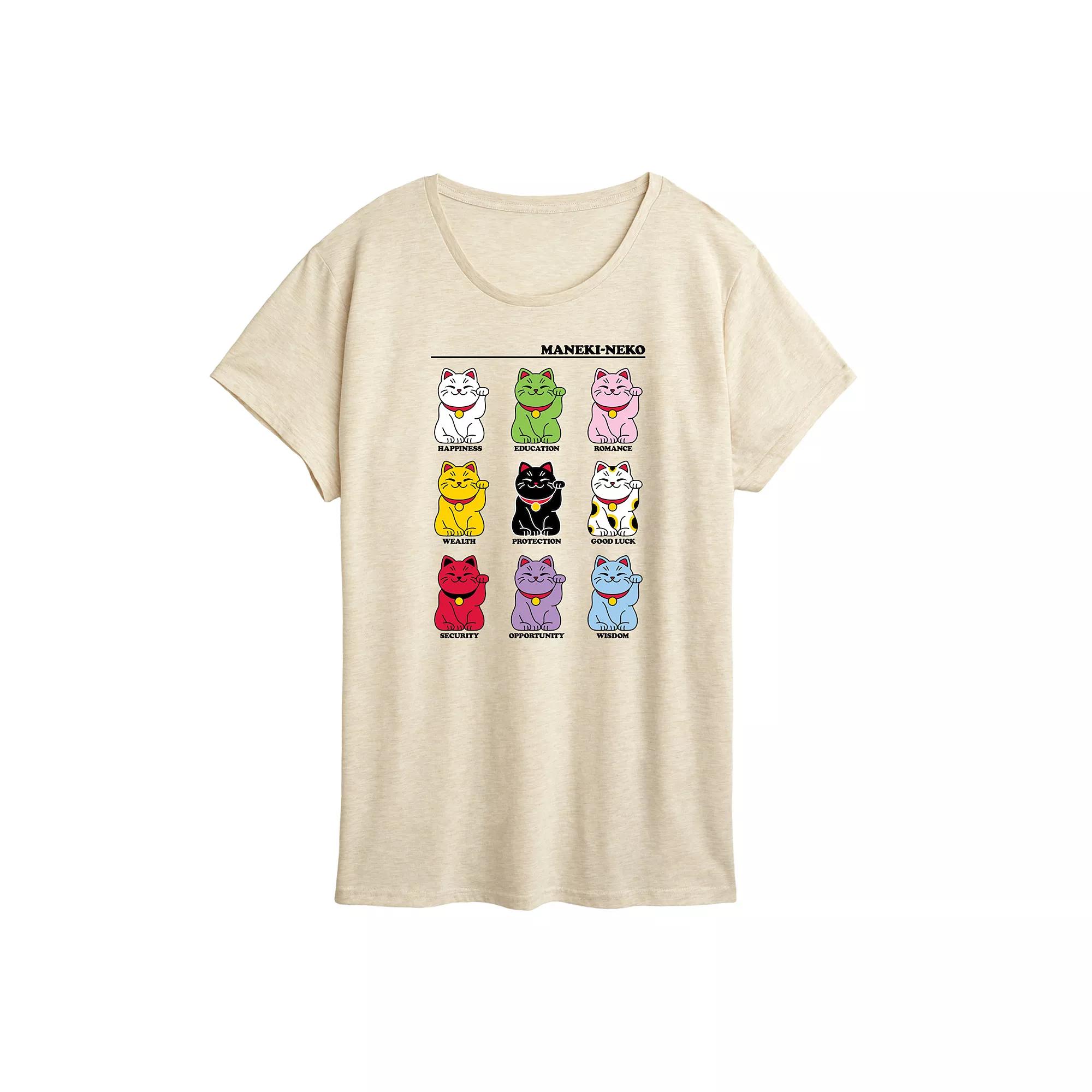 Women's Lucky Cat Grid Graphic Tee,  Product Image