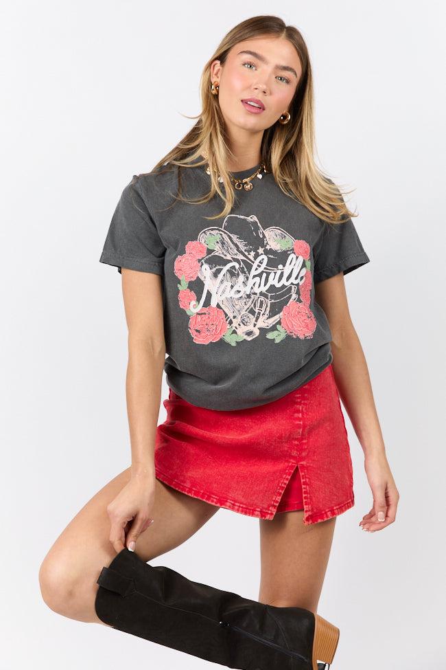 Nashville Vintage Rose Dark Grey Graphic Tee Product Image