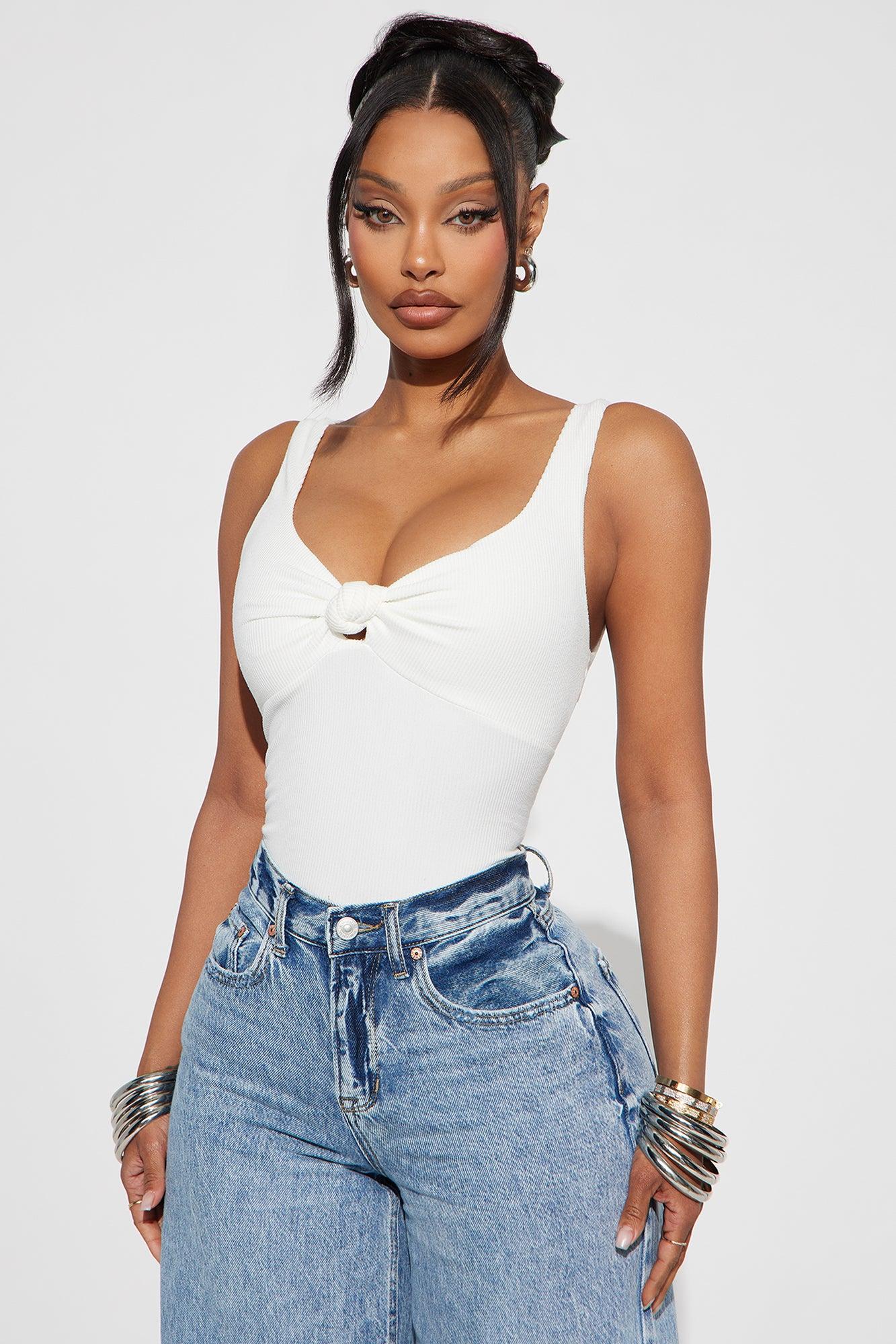 I Don't Mind Babe Ribbed Bodysuit - Off White Product Image