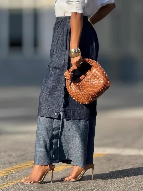 Loose Wide Leg Elasticity Jean Pants Bottoms Trousers Product Image