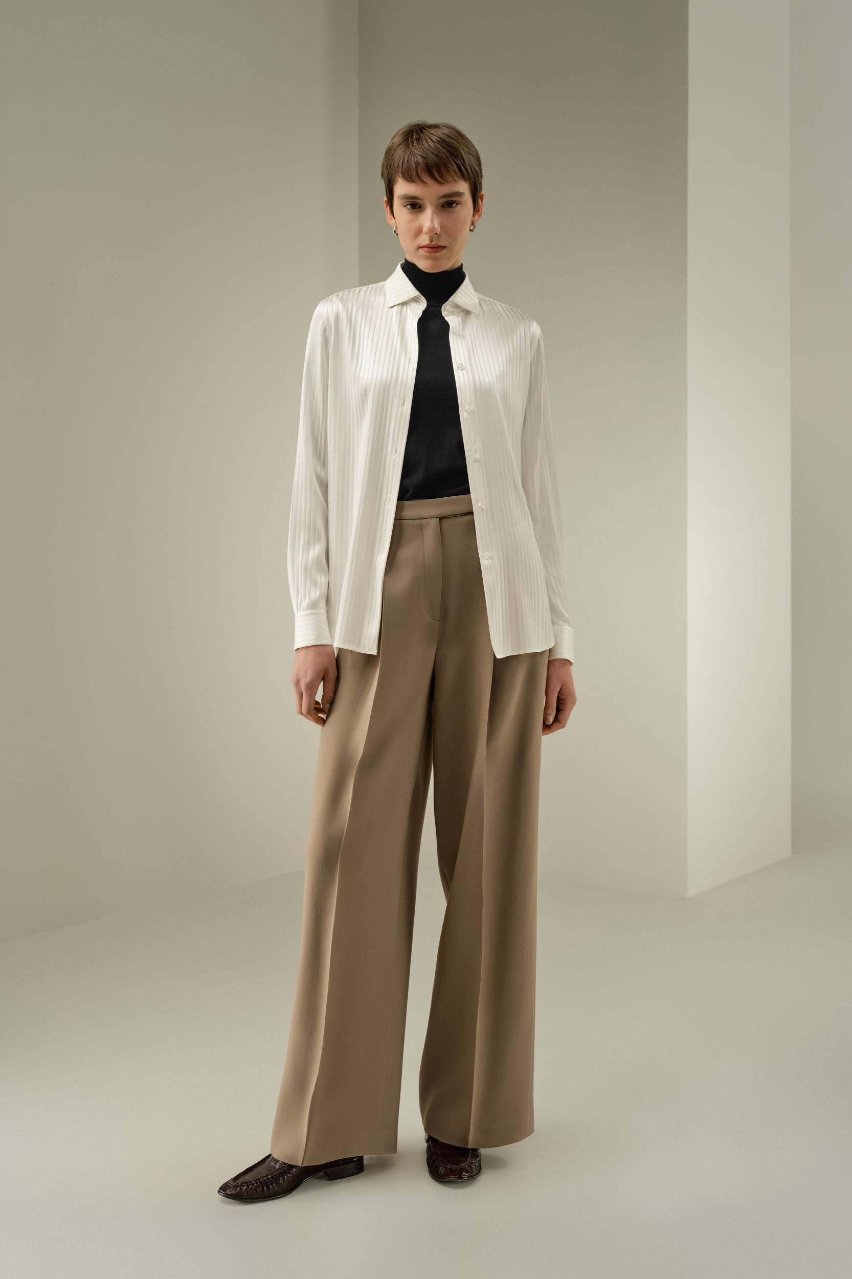 Stretched Jacquard Stripe Silk Shirt Product Image