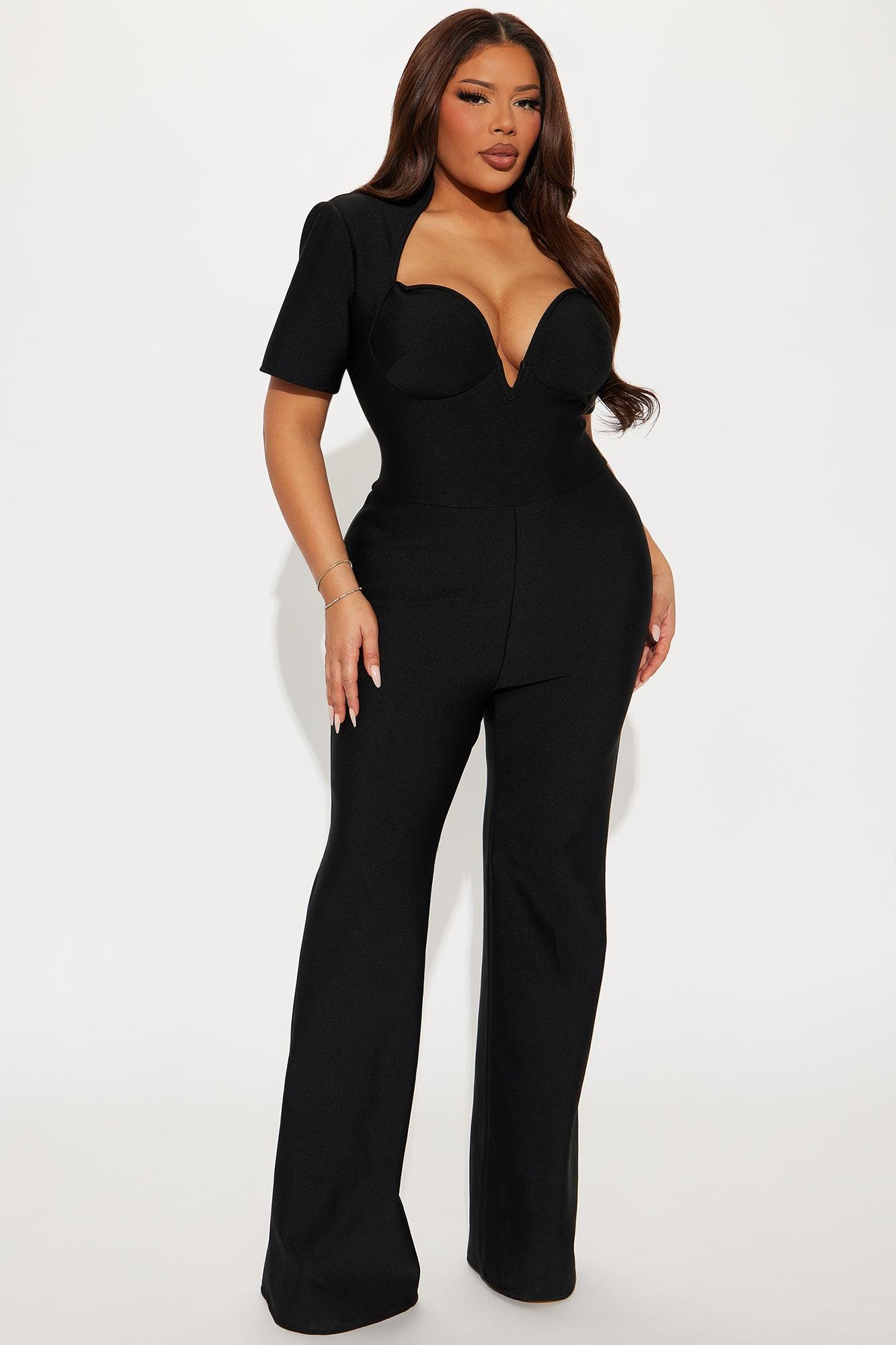 Watch Me Deep V Jumpsuit - Black Product Image