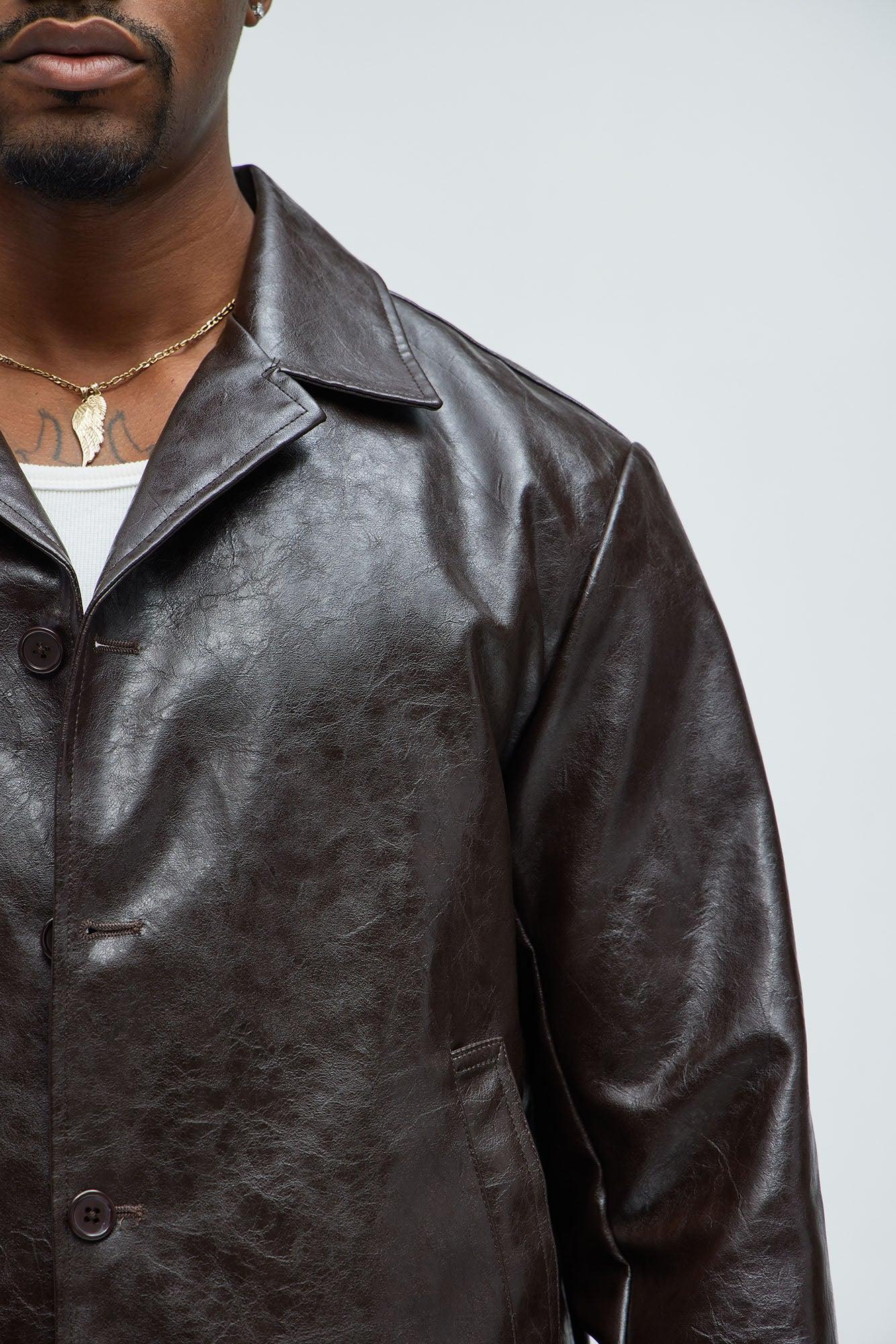 Mitchell Faux Leather Jacket - Brown Product Image