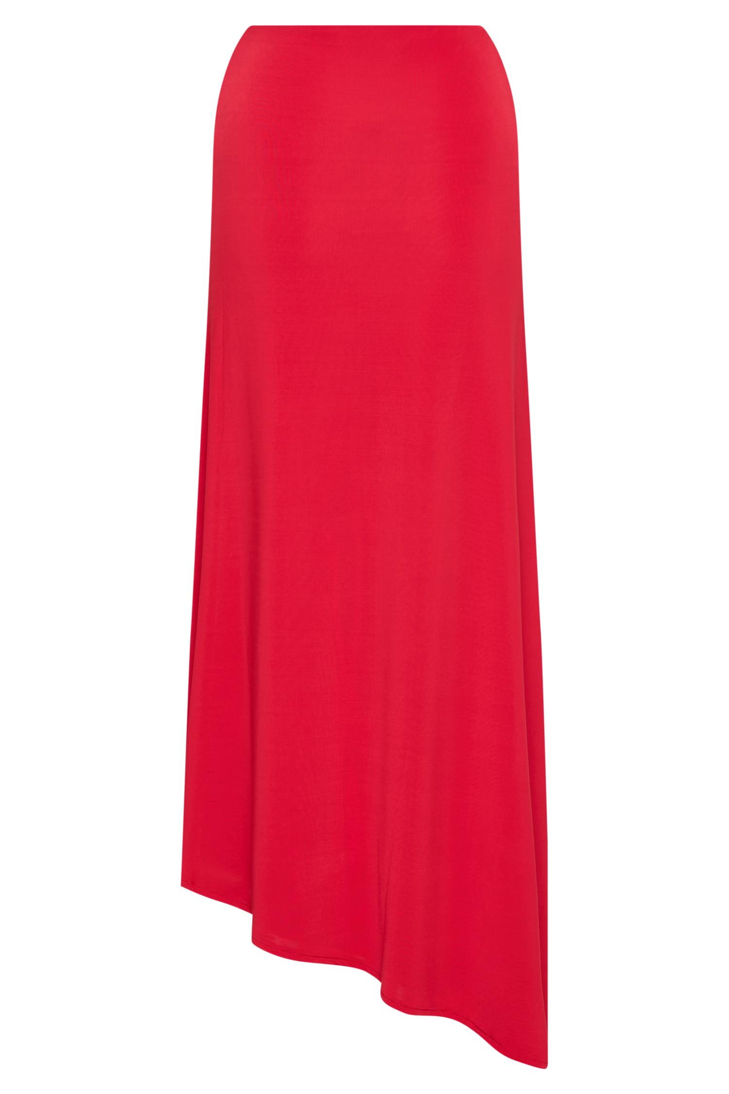 Bea Asymmetrical Slinky Maxi Skirt - Pomegranate Product Image