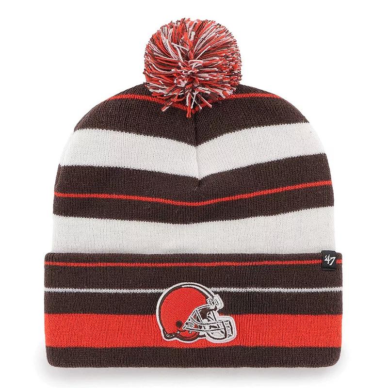Men's '47 Brown Cleveland Browns Powerline Cuffed Knit Hat with Pom Product Image
