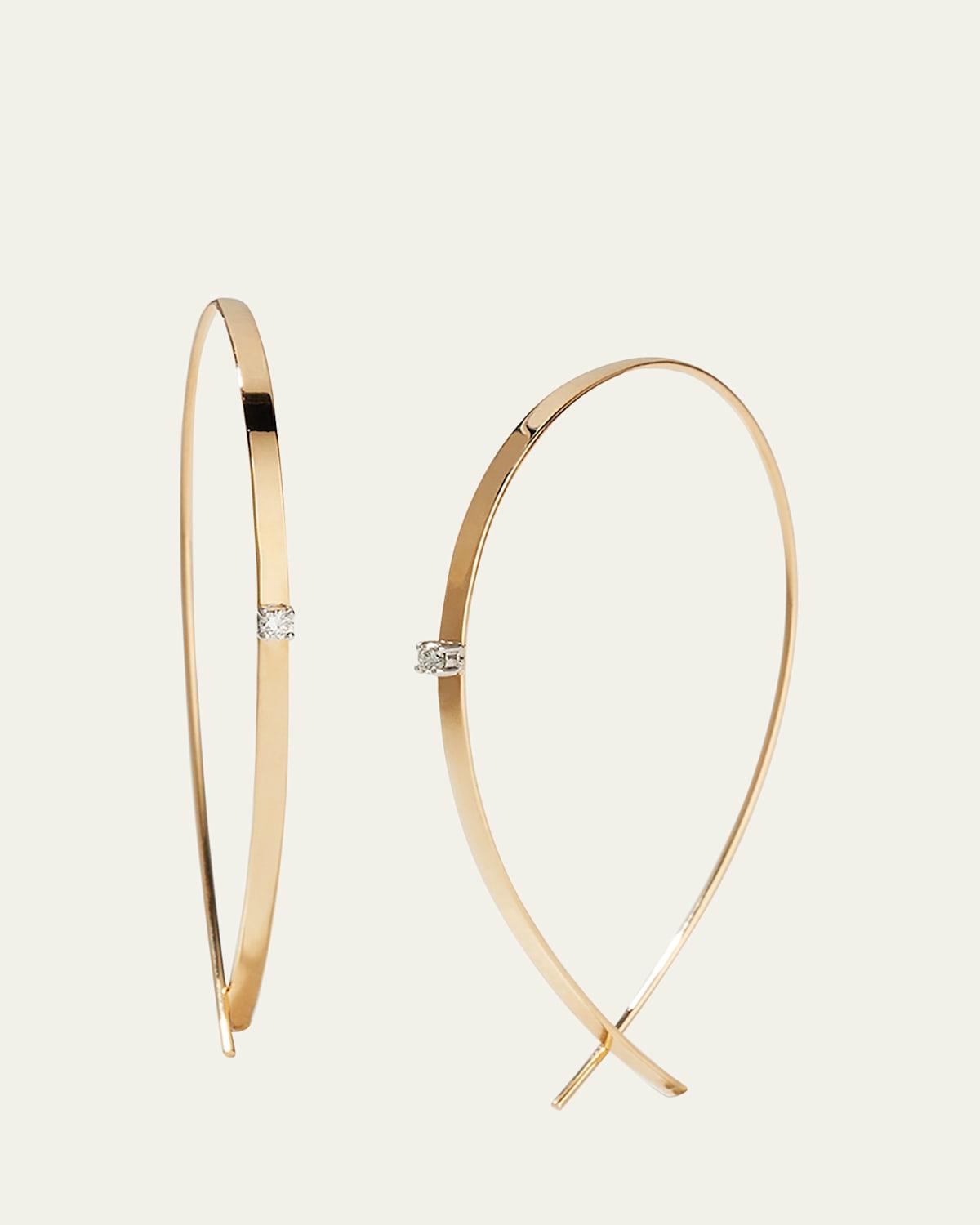 Womens Diamond & 14K White Gold Hoop Earrings Product Image