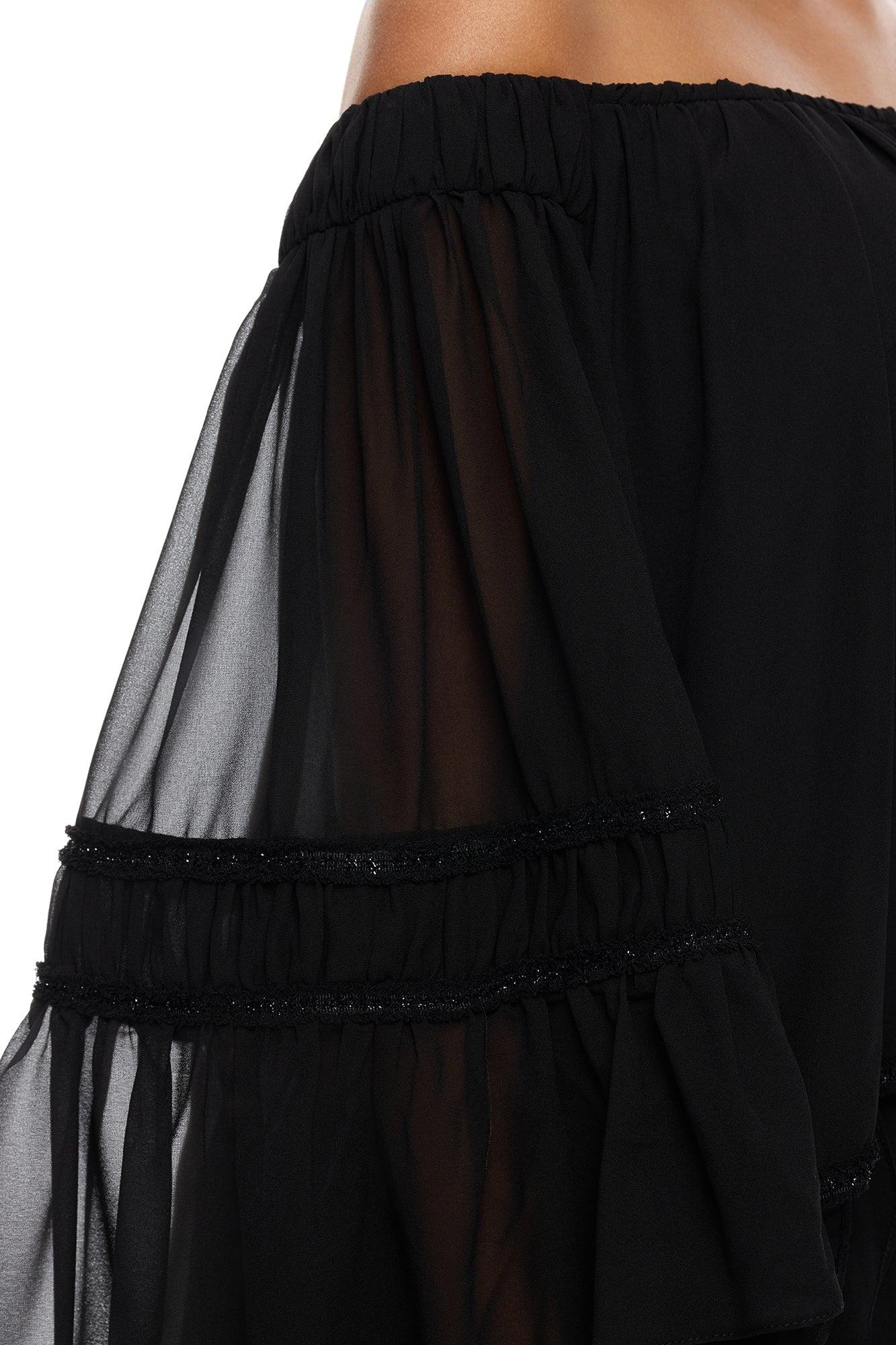 Dianna Off Shoulder Chiffon Blouse - Black Female Product Image