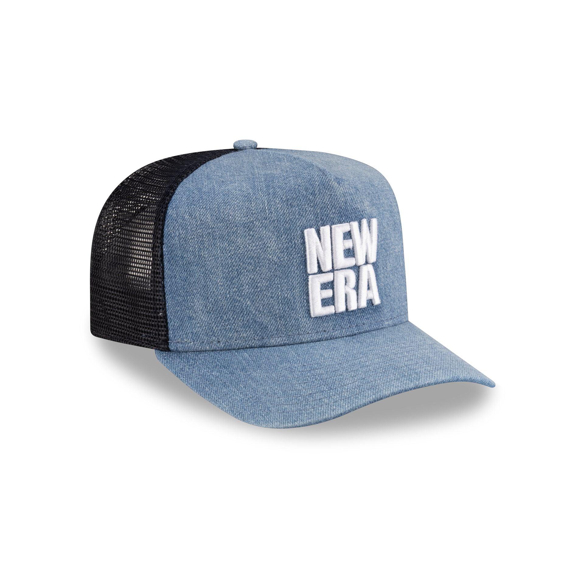 New Era Cap Square Logo Light Denim 9FORTY A-Frame Trucker Hat Male Product Image