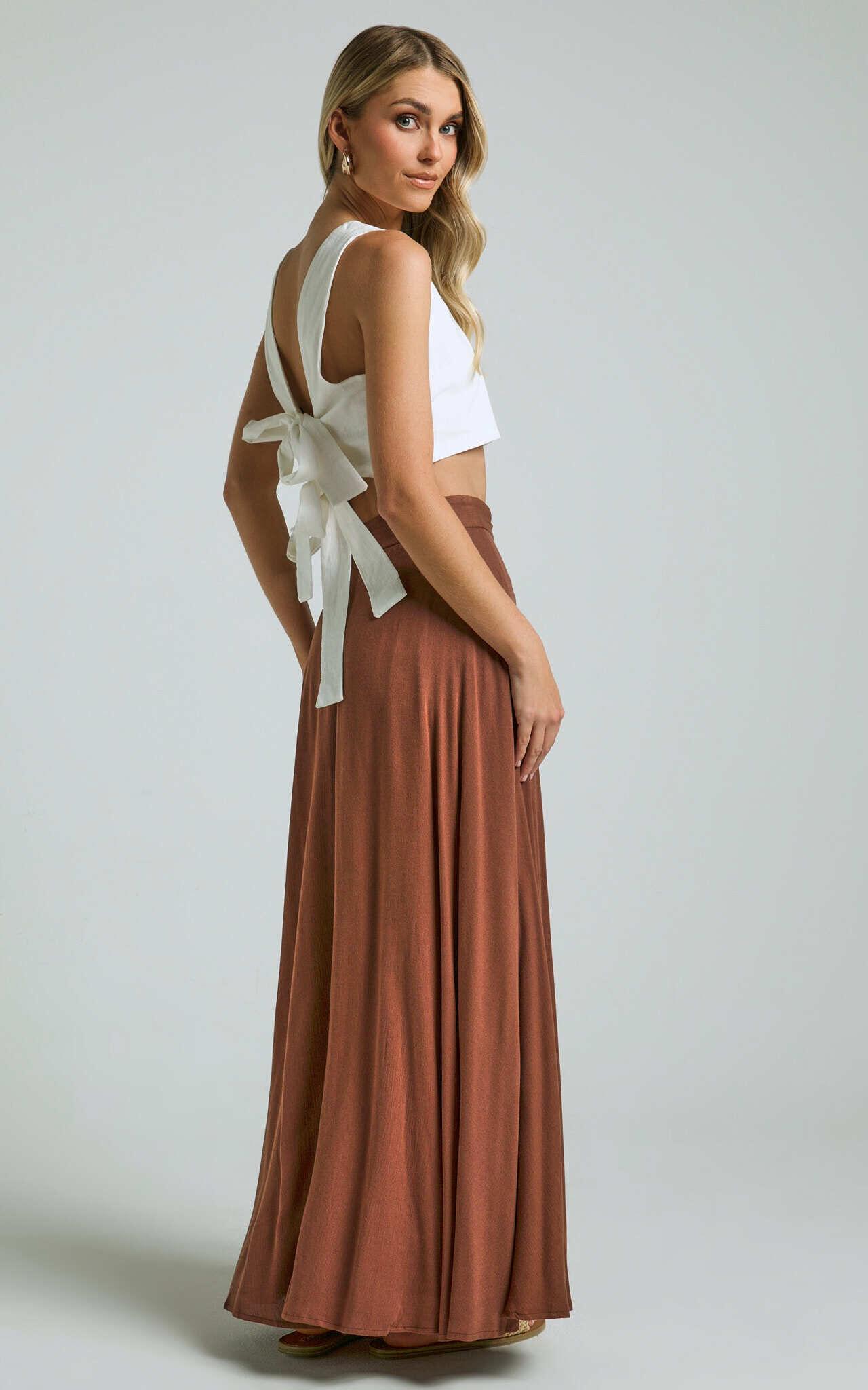 Break A Leg Maxi Skirt - Wrap Tie Skirt in Espresso Product Image