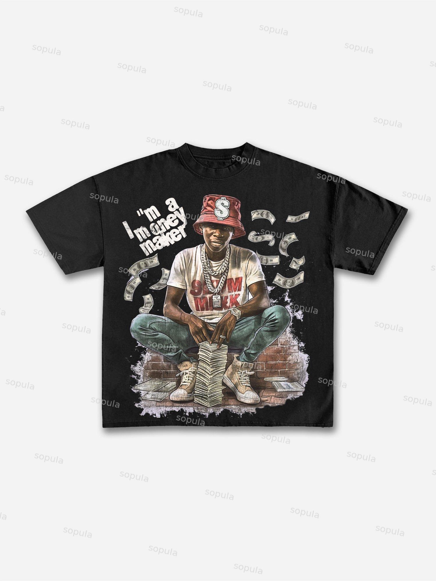 Vintage Street I'm A Money Maker Graphic Cotton T-shirt Product Image