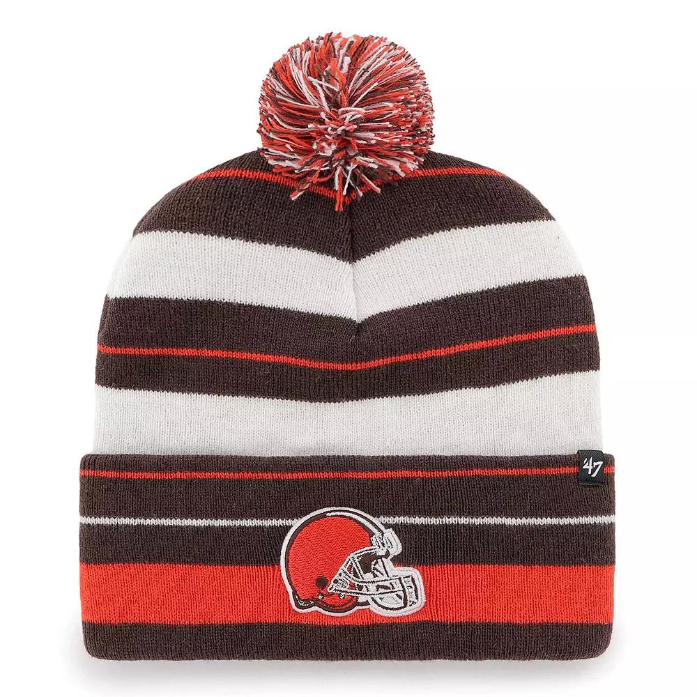 Men's '47 Brown Cleveland Browns Powerline Cuffed Knit Hat with Pom Product Image