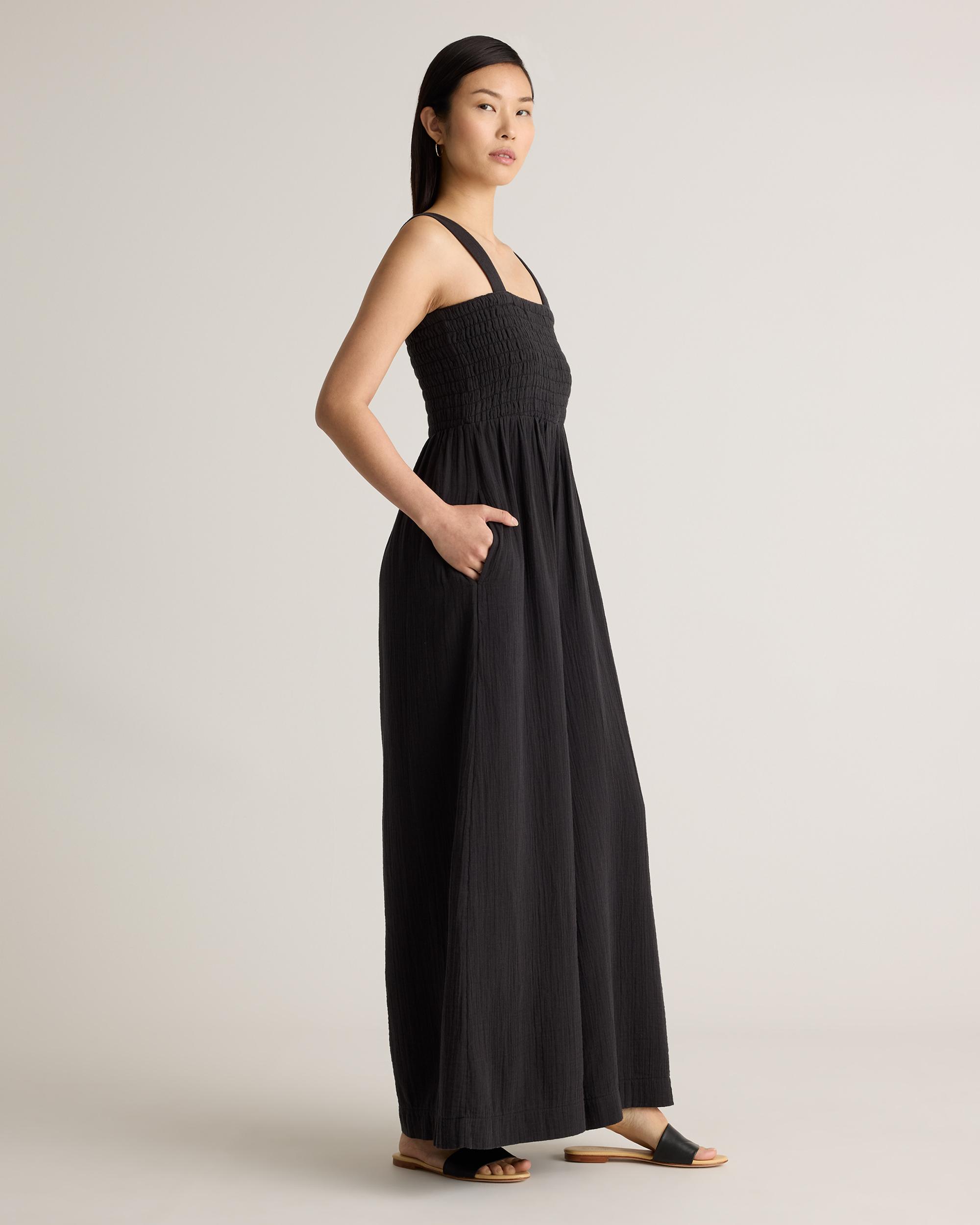 Quince | Women's Gauze Smocked Wide Leg Jumpsuit Size XL, Organic Cotton Product Image