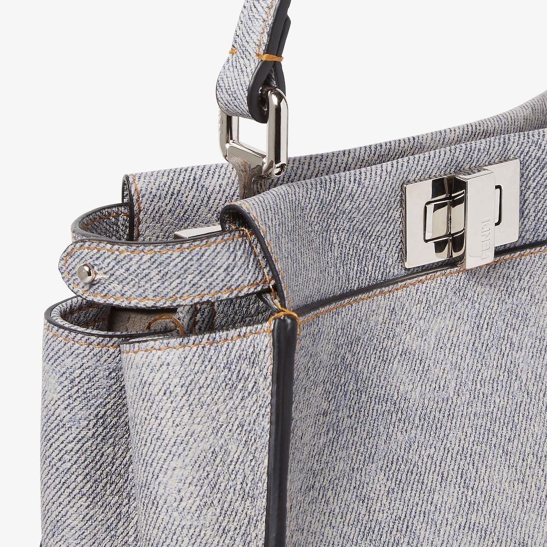 Peekaboo MiniGray leather bag with a faded denim effect. Product Image