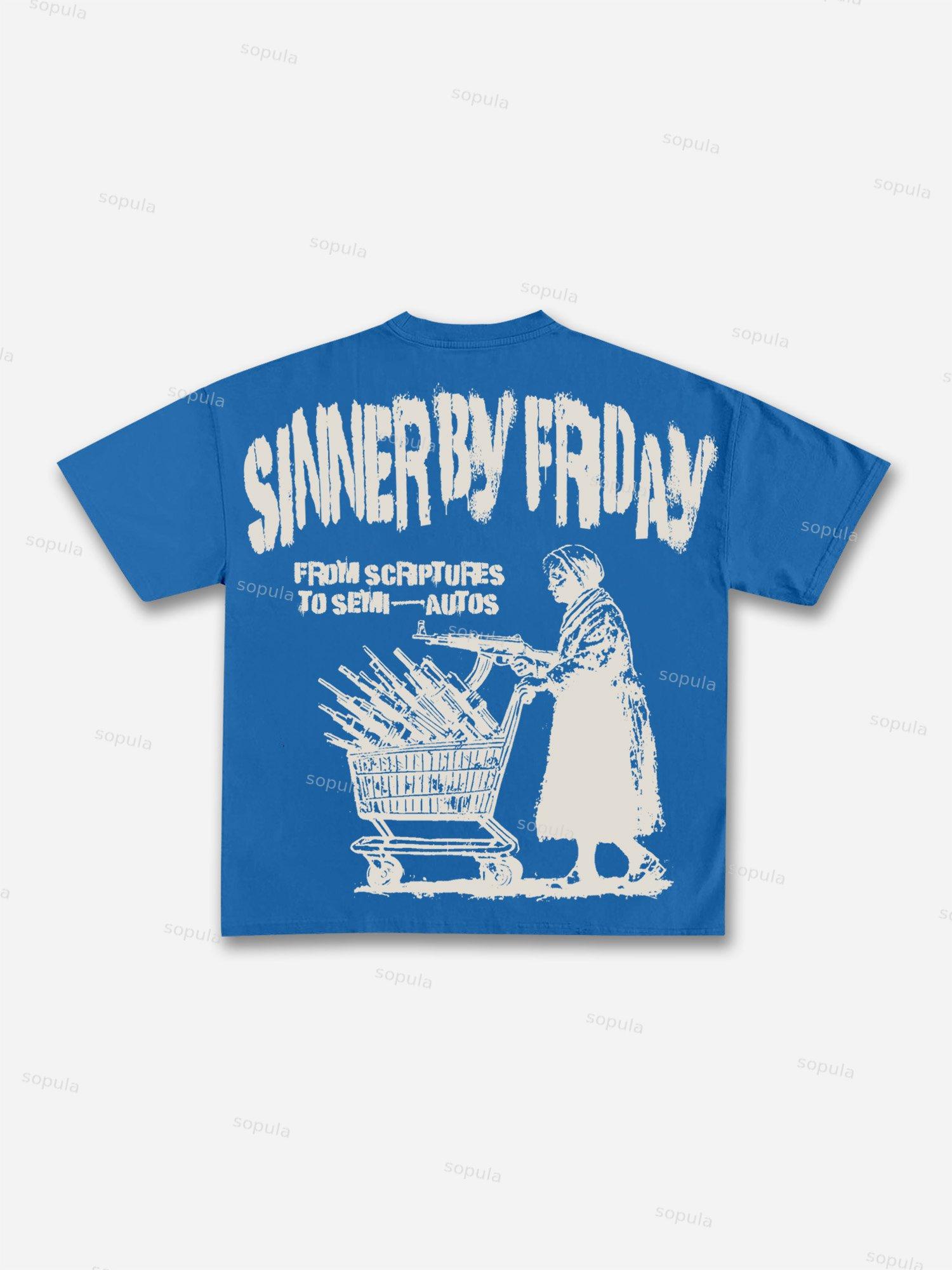 Sunday Is A Saint, Friday Is A Sinner Street Vintage Graphic Cotton T-shirt Product Image