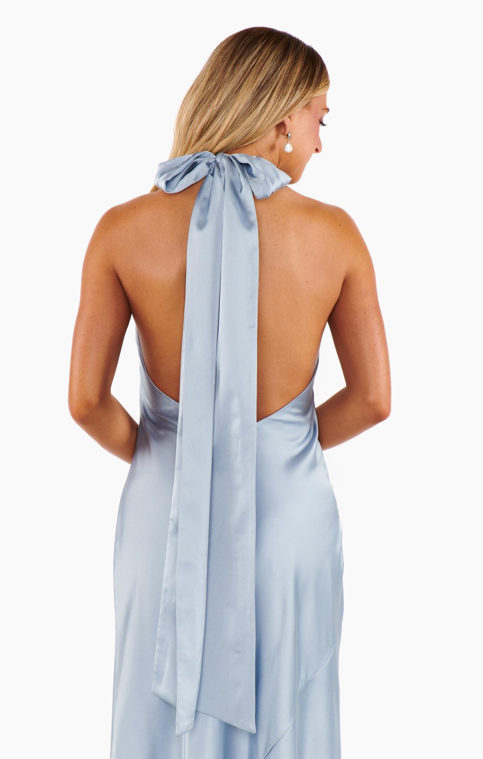 Lisa Maxi Dress ~ Steel Blue Luxe Satin Product Image