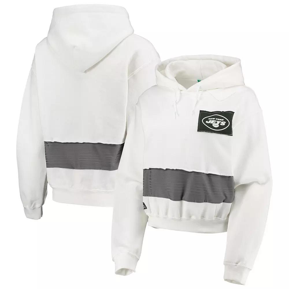 Women's Refried Apparel White New York Jets Sustainable Crop Dolman Pullover Hoodie, Size: XL Product Image
