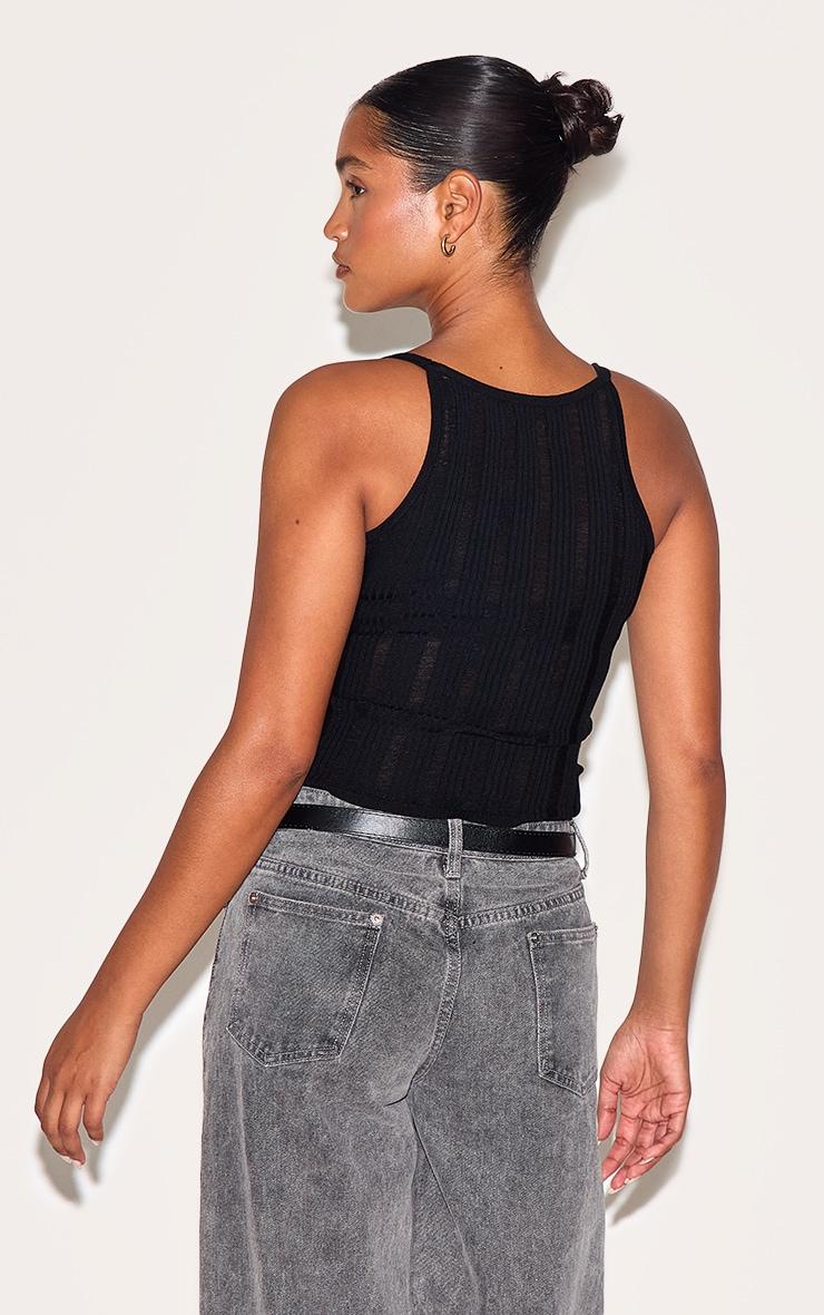 Black Ladder Knit Cami Top Product Image