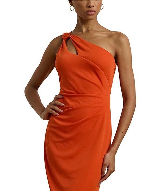 Lauren Ralph Lauren Jersey Knit One Shoulder Neck Sleeveless Sheath Midi Dress Product Image