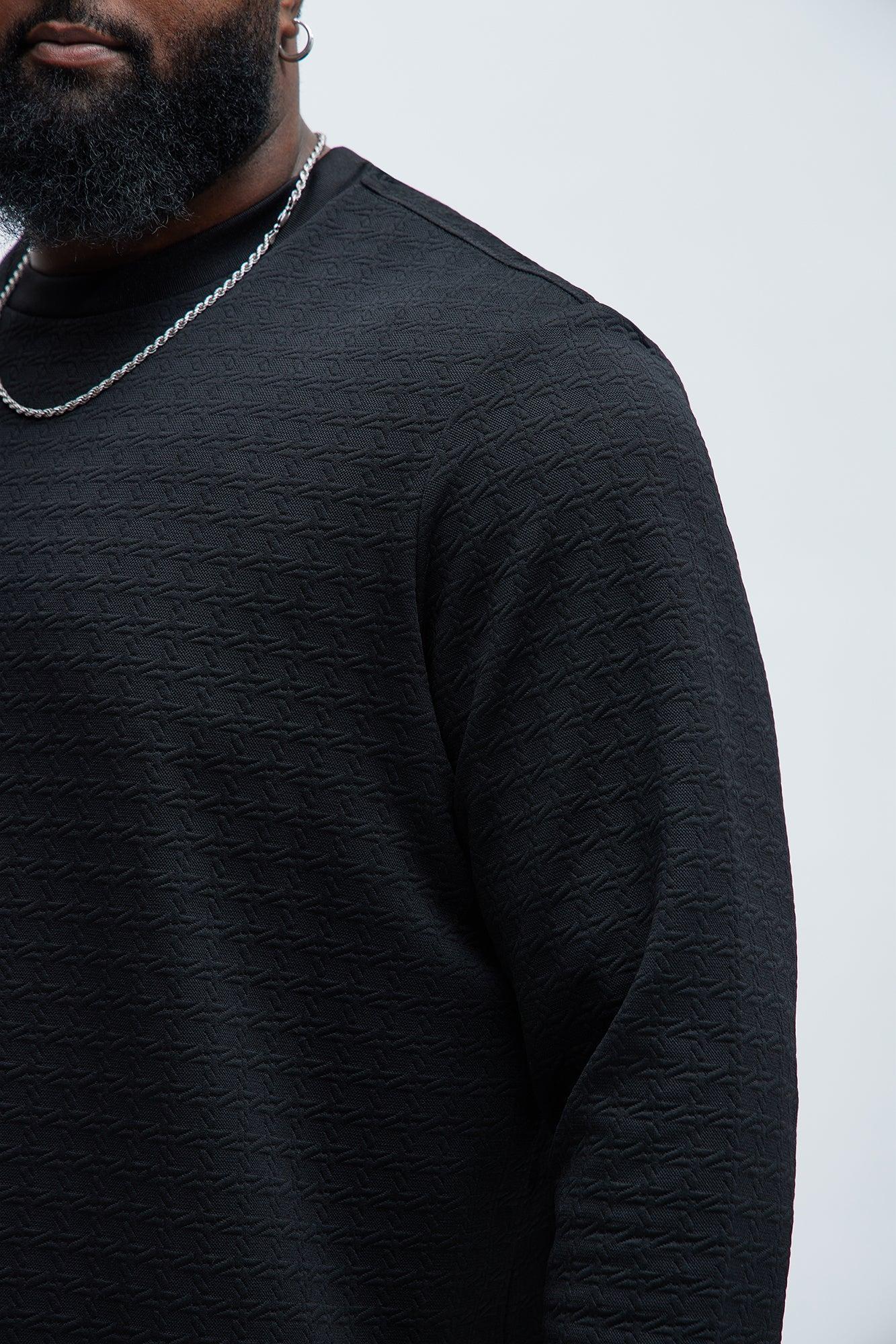 8AM Textured Long Sleeve Tee - Black Product Image