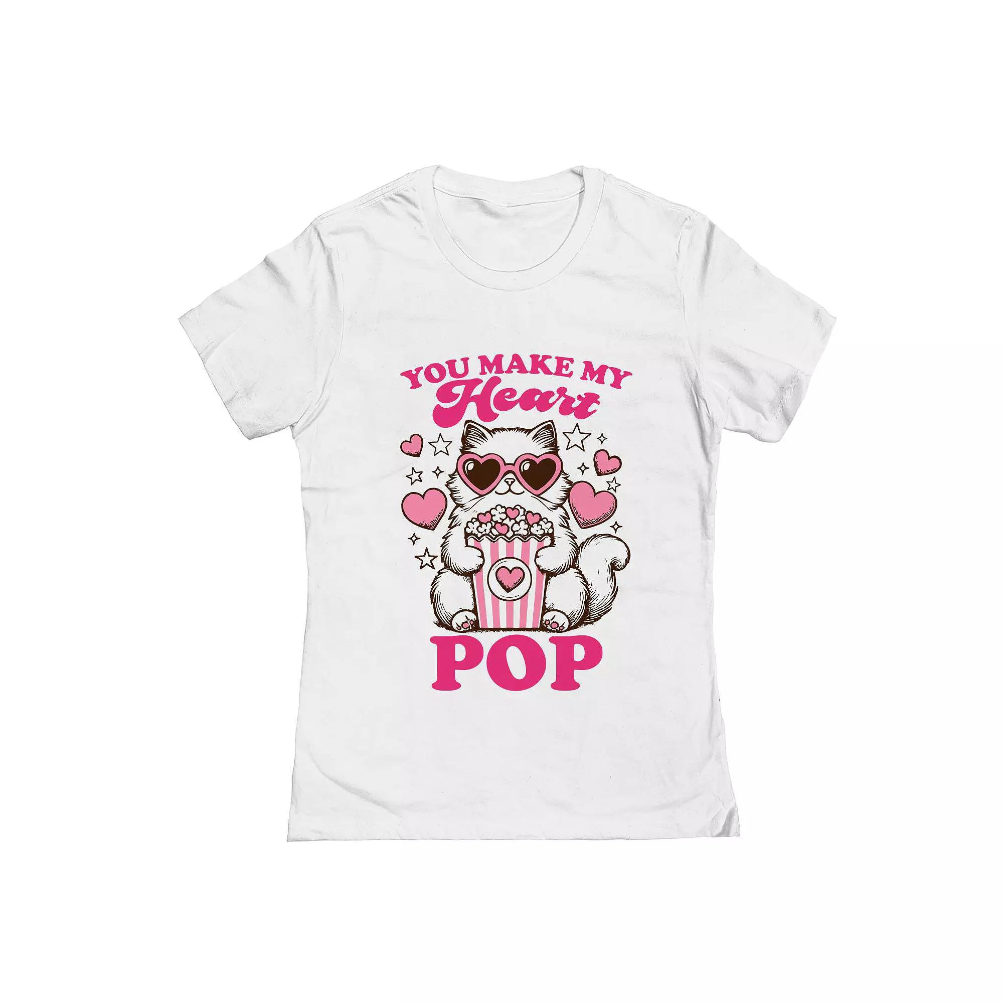 Junior's You Make My Heart Pop Valentine's Day Graphic Tee, Women's,  Product Image