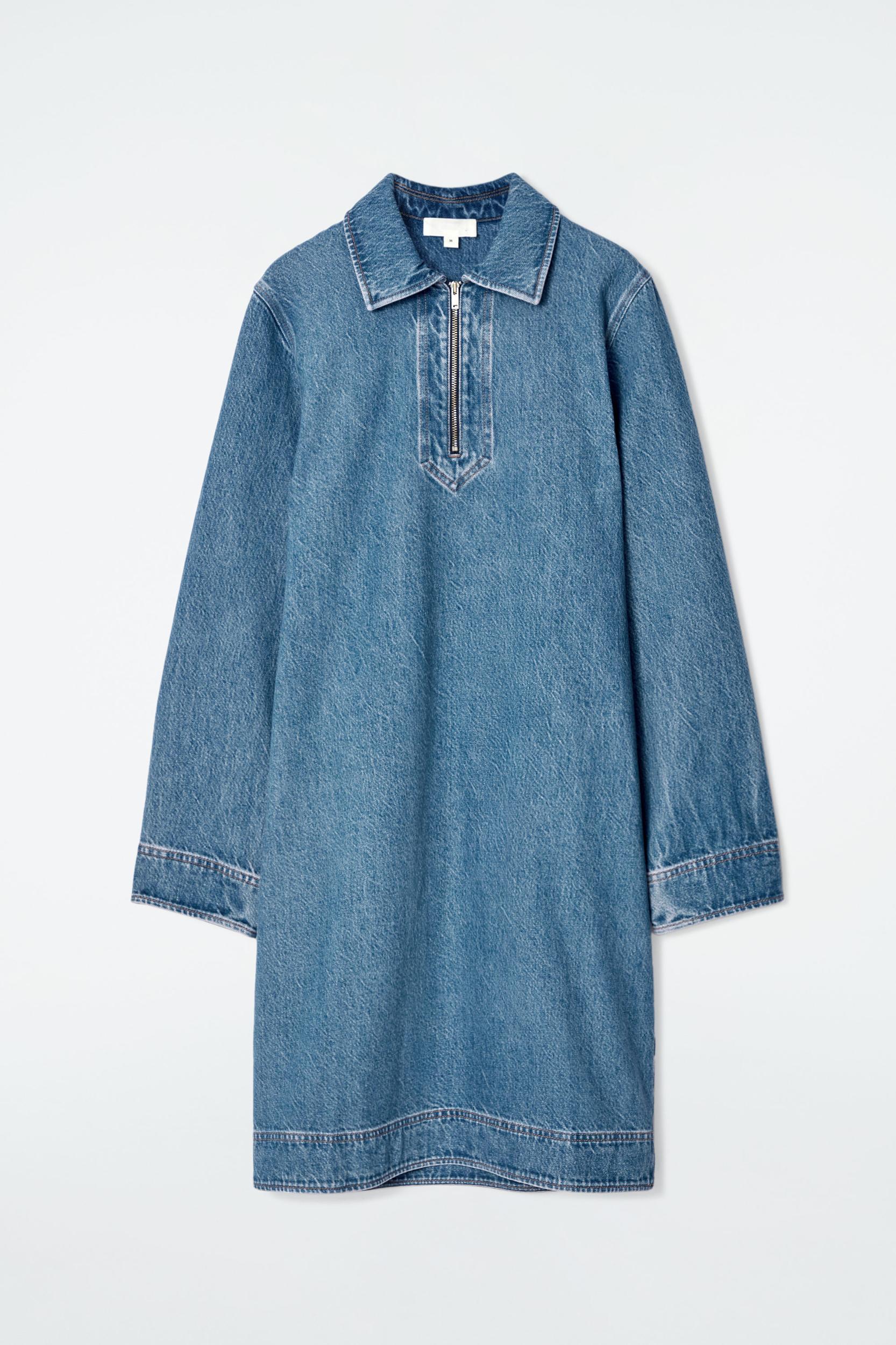 DENIM HALF-ZIP DRESS Product Image