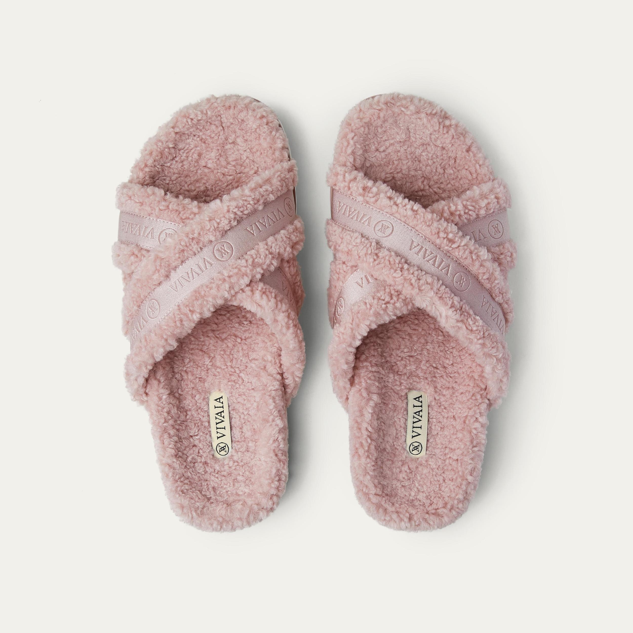 Furry Criss-Cross Strap Slippers (Hannah) Product Image
