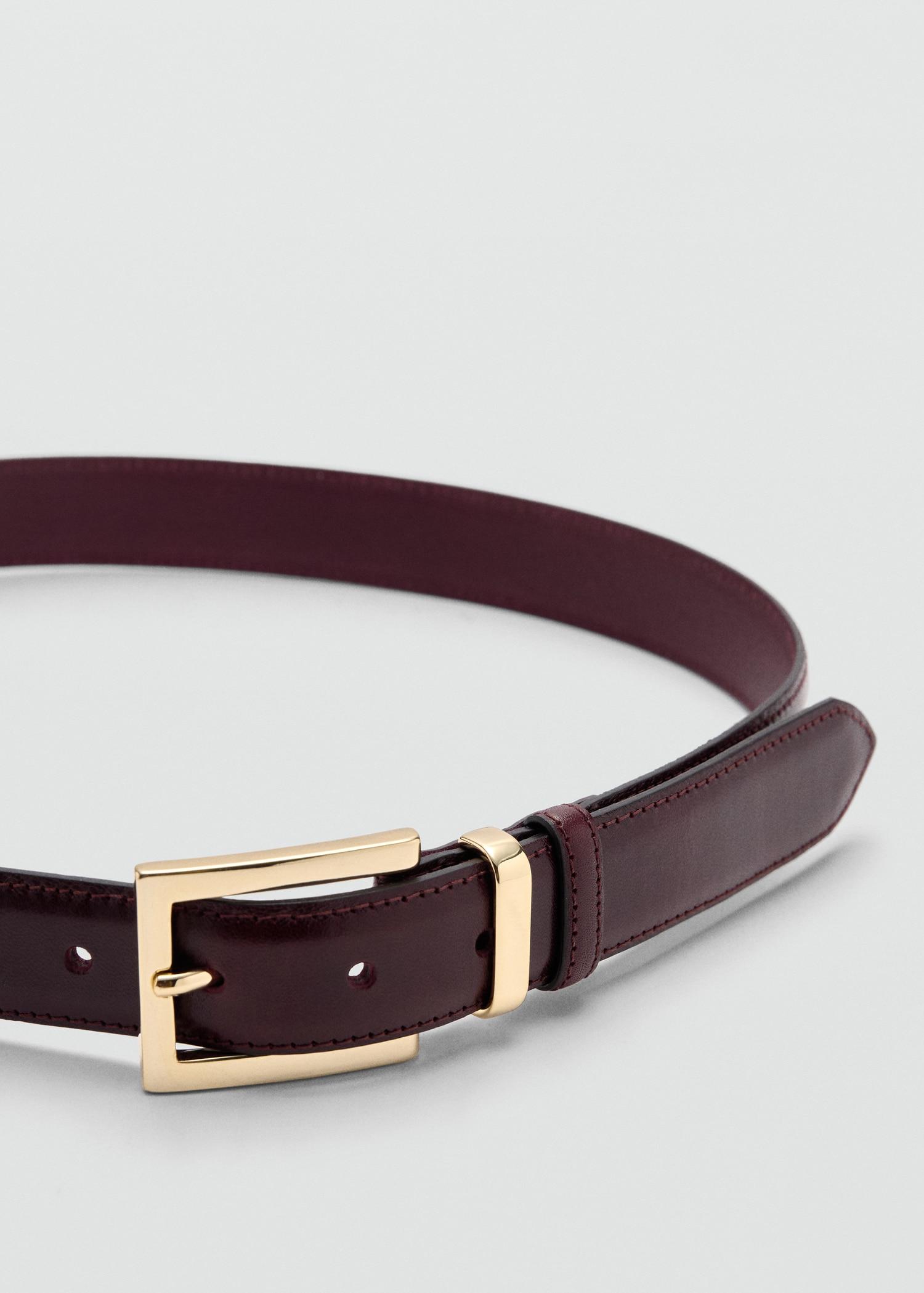 Leather belt with square buckle - Women | MANGO USA Product Image