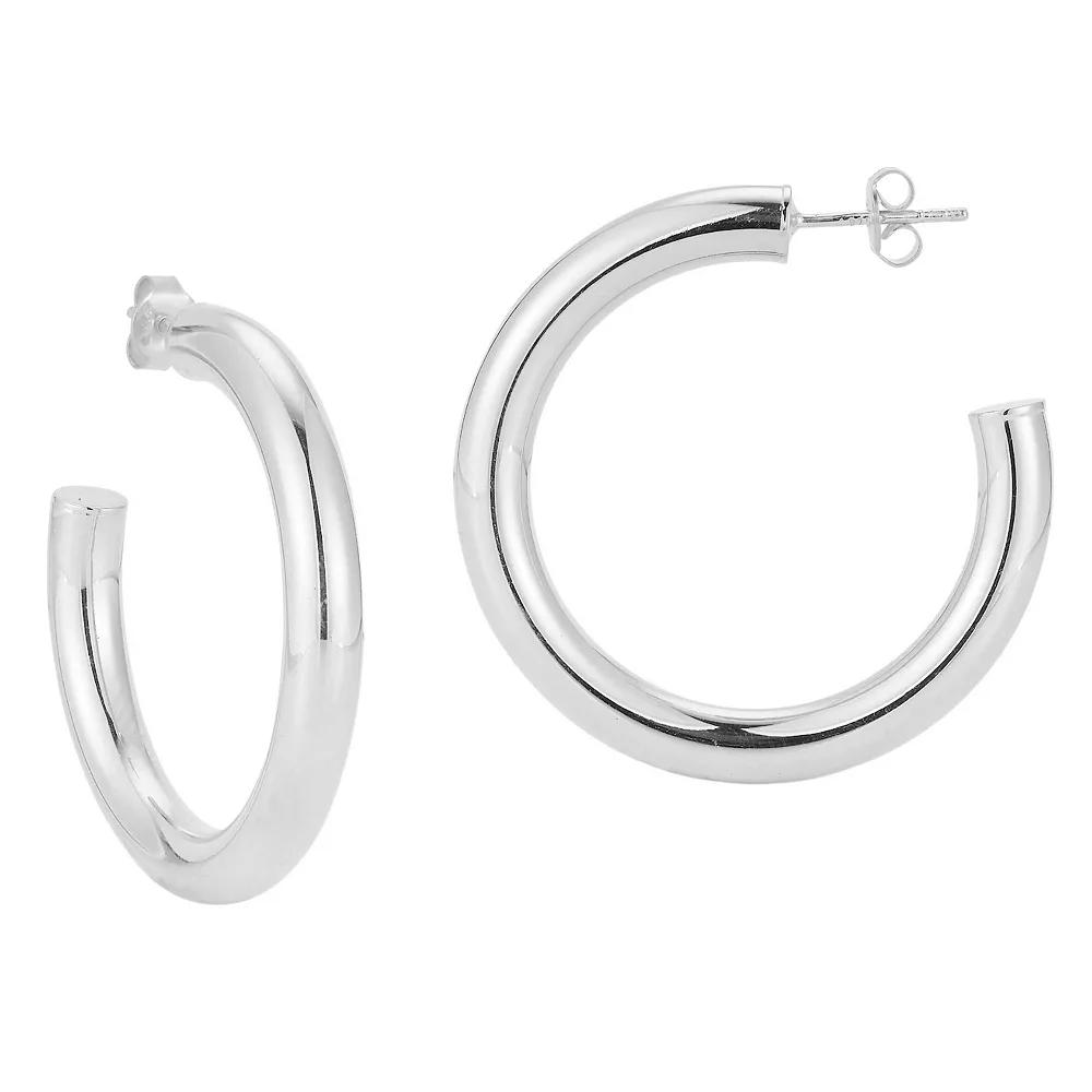 Sunkissed Sterling 14k Gold Over Silver Thick Hoop Earrings, Women's, Silver Tone Product Image