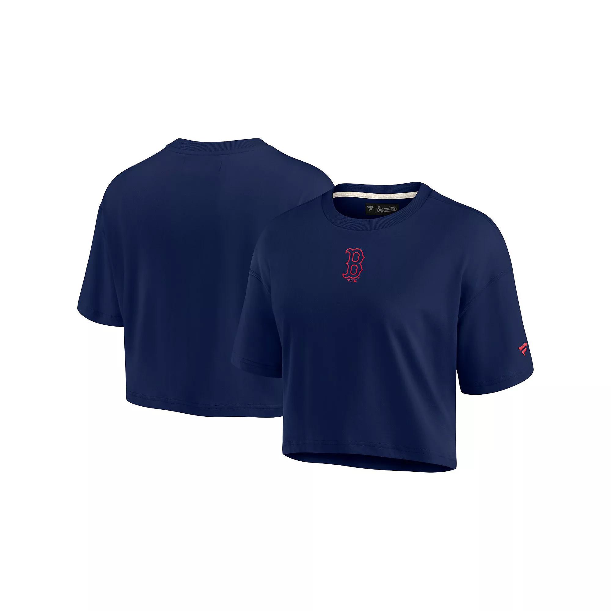 Women's Fanatics Signature Navy Boston Red Sox Super Soft Short Sleeve Cropped T-Shirt, Size: 2XL, Blue Product Image