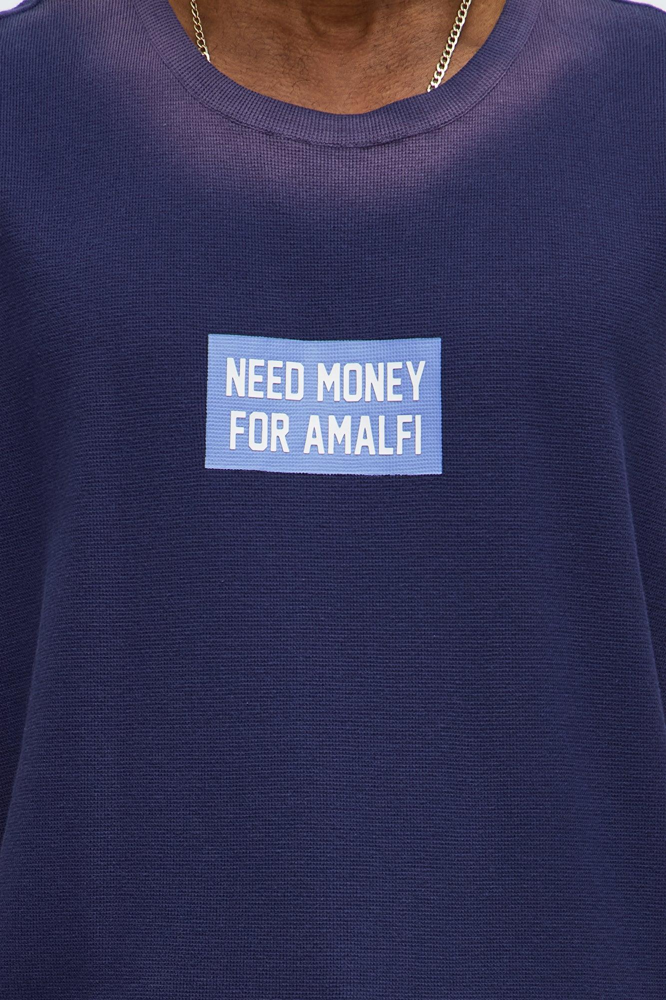 Relaxed Washed Quote Muscle Tank - Navy Male Product Image