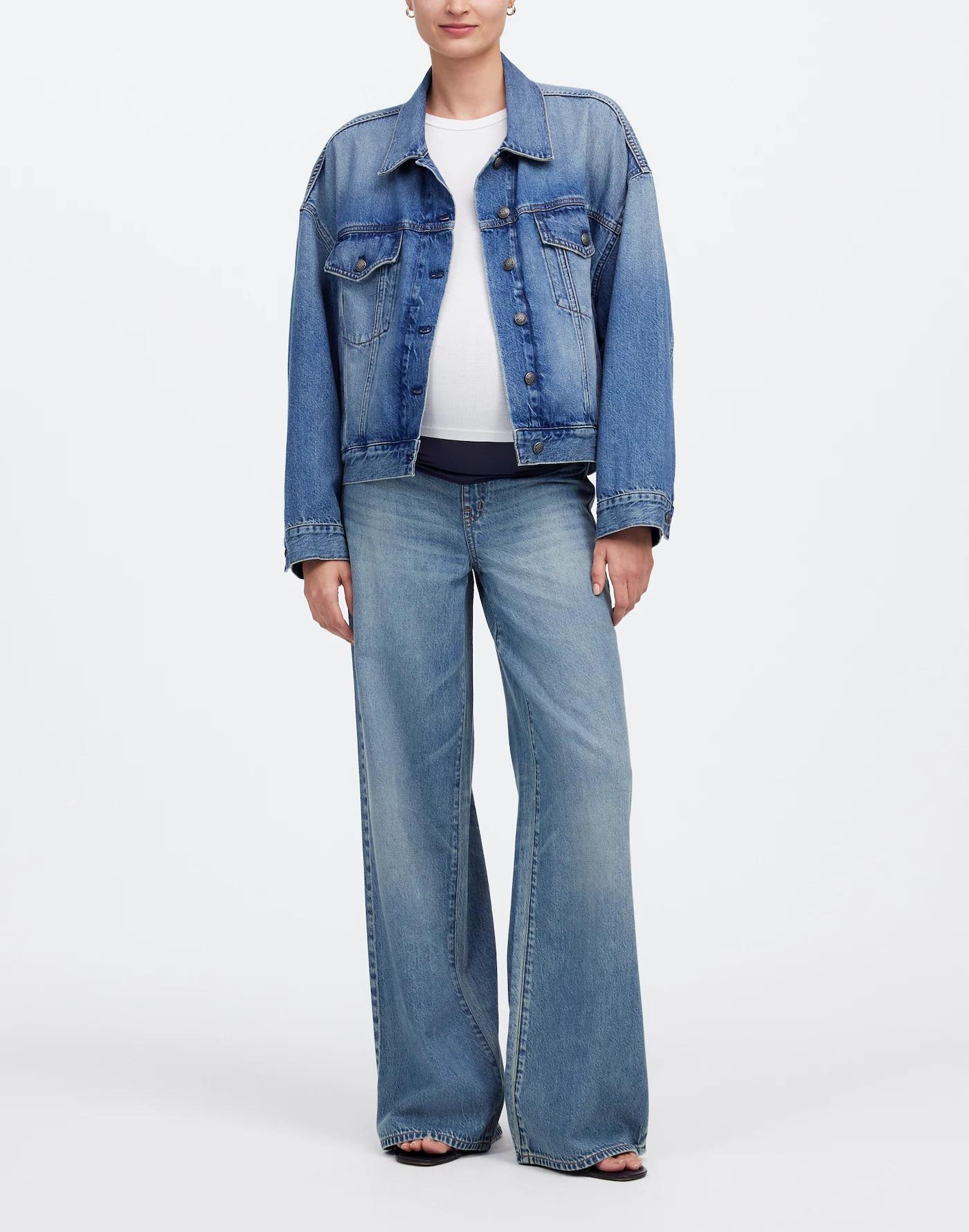 Maternity Over-the-Belly Superwide-Leg Jeans in Billings Wash: Airy Denim Edition Product Image