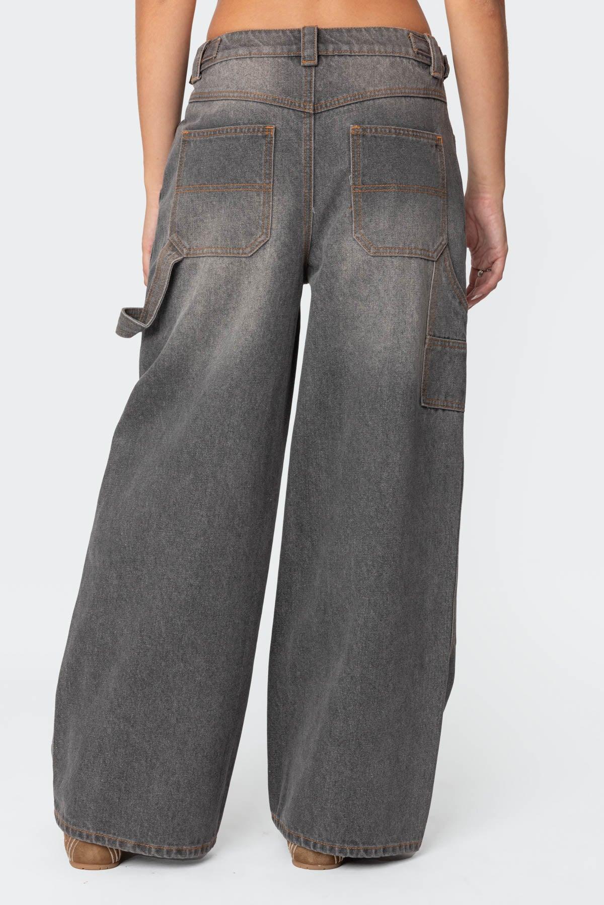 Baggy Washed Low Rise Carpenter Jeans Product Image