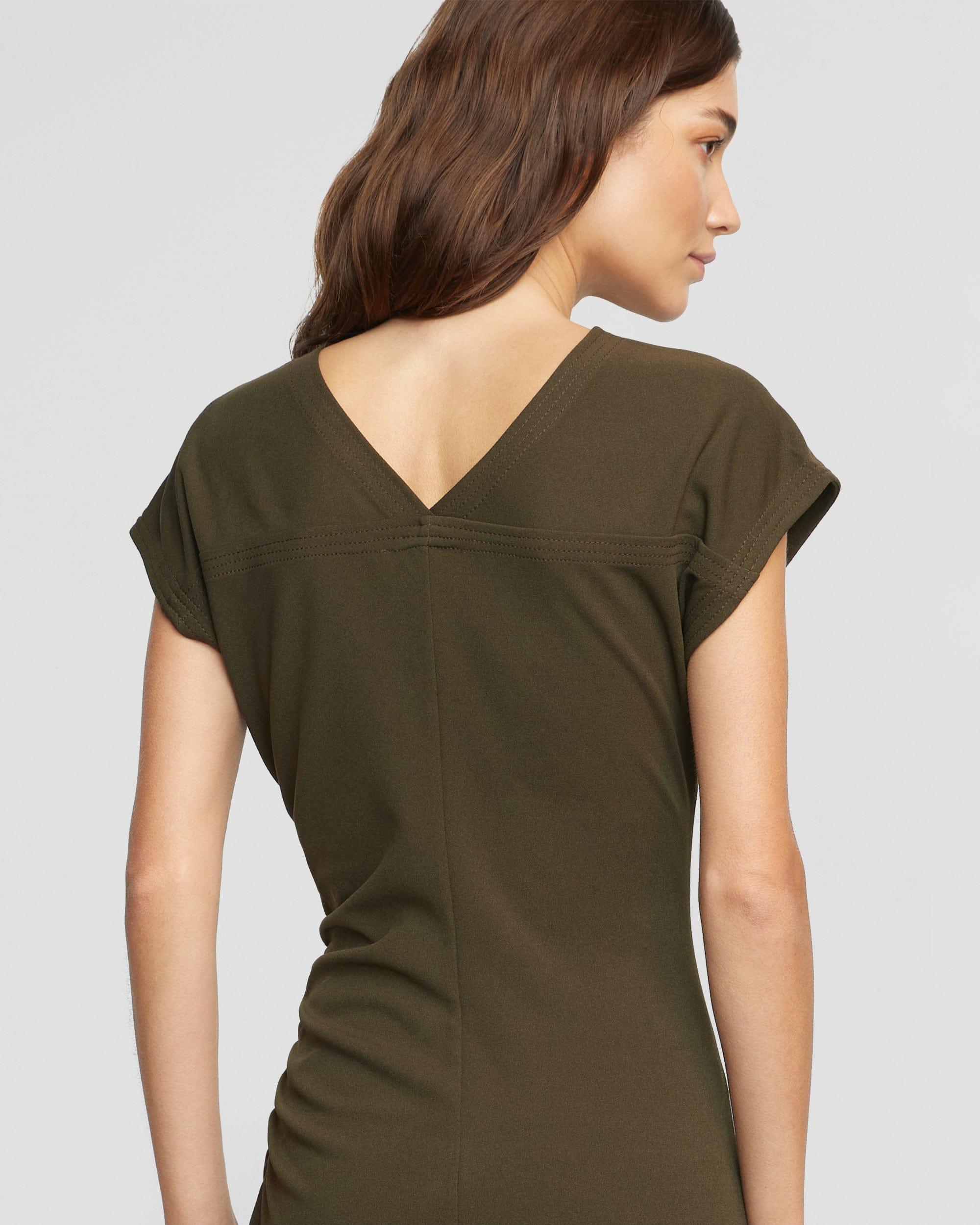 Vela Contrast-Stitch Ruched-Waist Dress Product Image