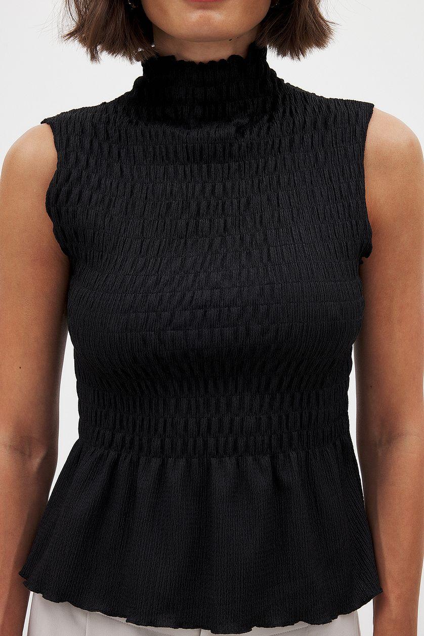 Sleeveless Smock Top Checkered Product Image