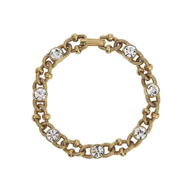 1928 Gold Tone Crystal Link Bracelet, Womens, Yellow Product Image