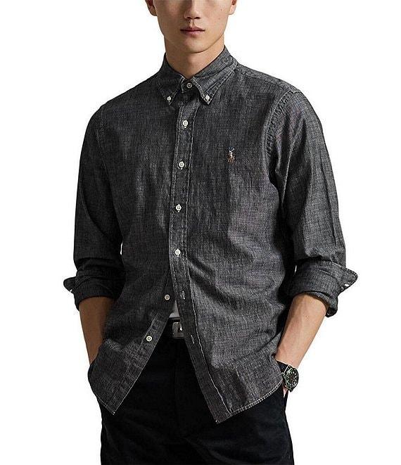 Polo Ralph Lauren Classic-Fit Button-Front Solid Chambray Shirt Product Image