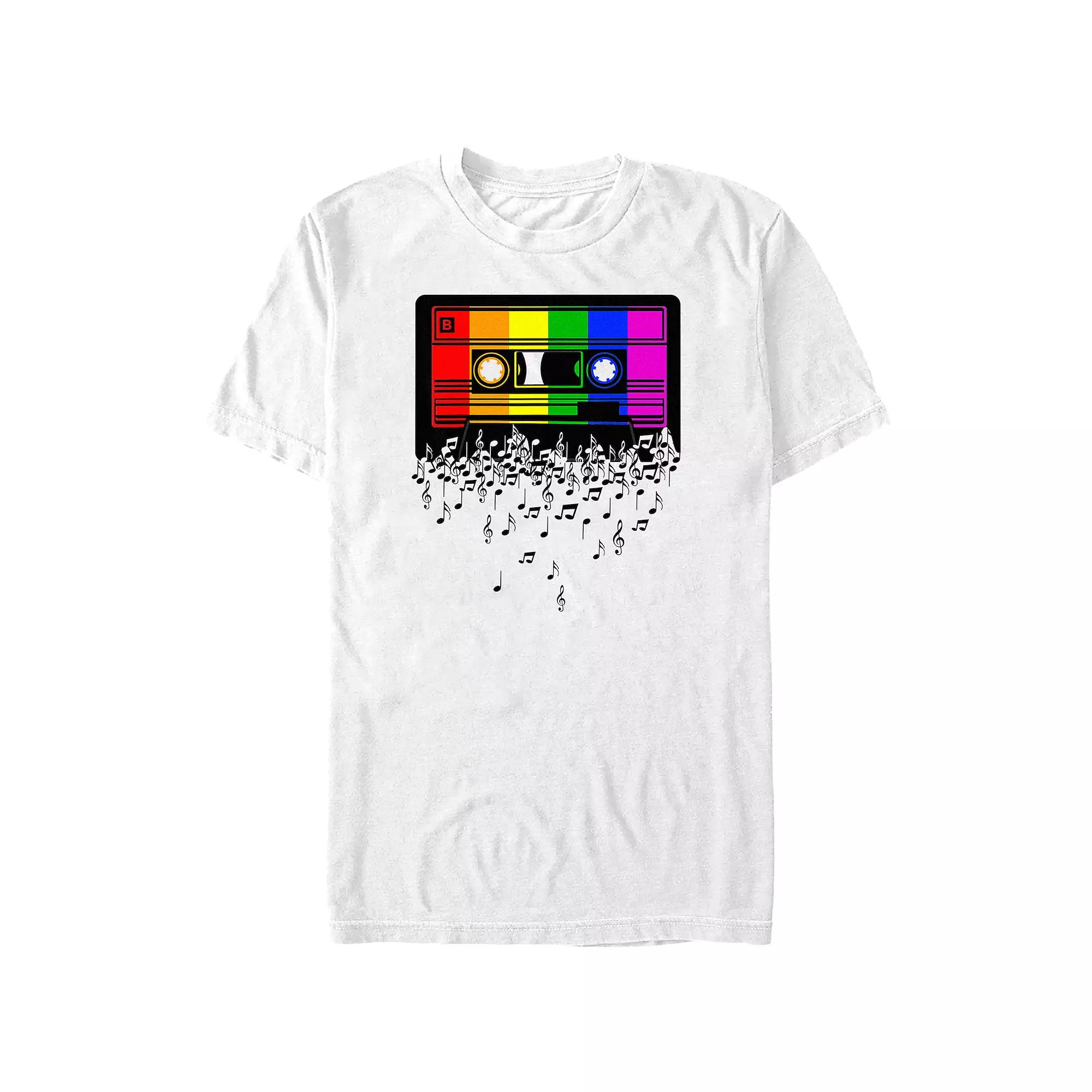 Big & Tall Rainbow Cassette Tape Graphic Tee, Men's, Size: XL Tall, White Product Image