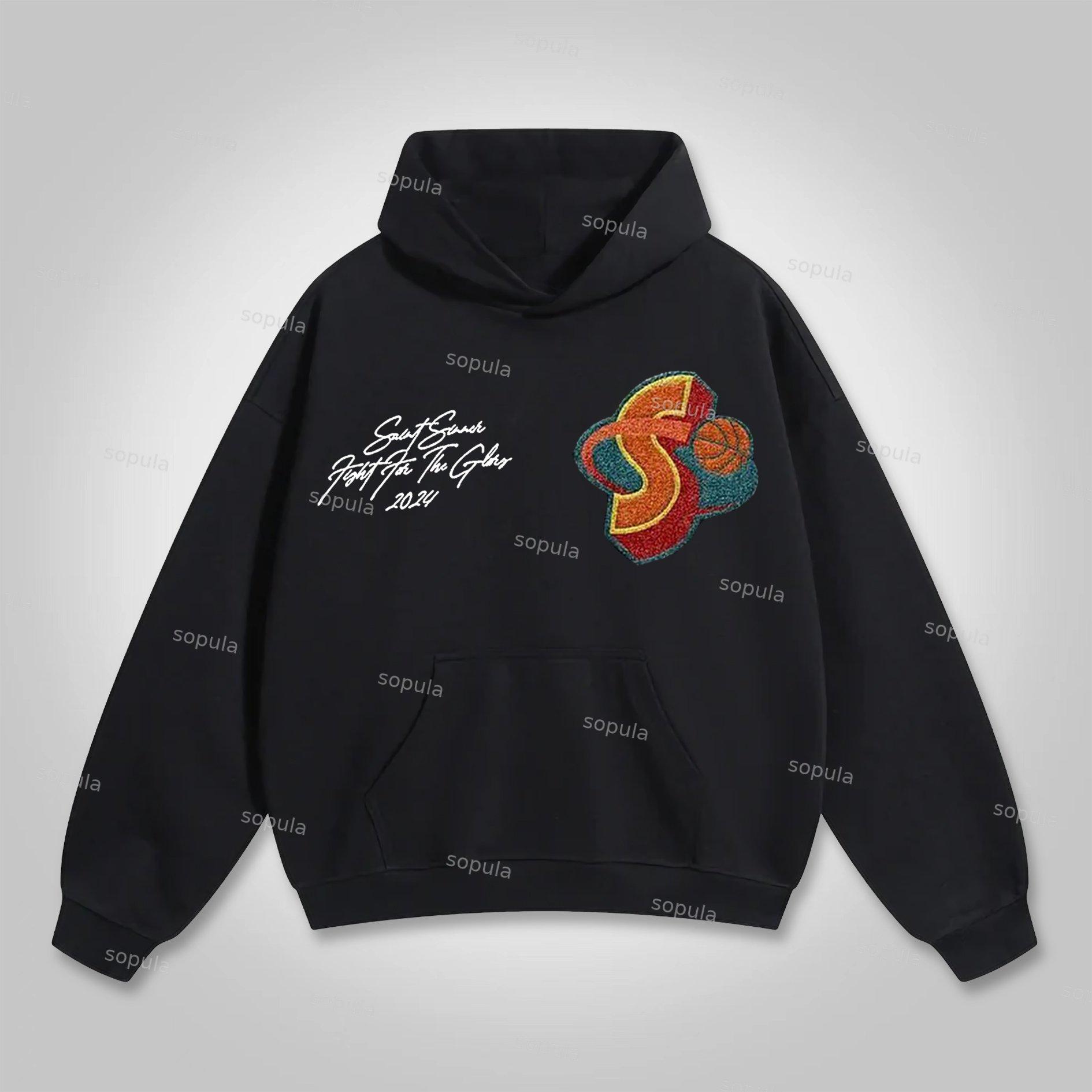 Vintage Saint Angel Graphic Print Side Pockets Hoodie Product Image