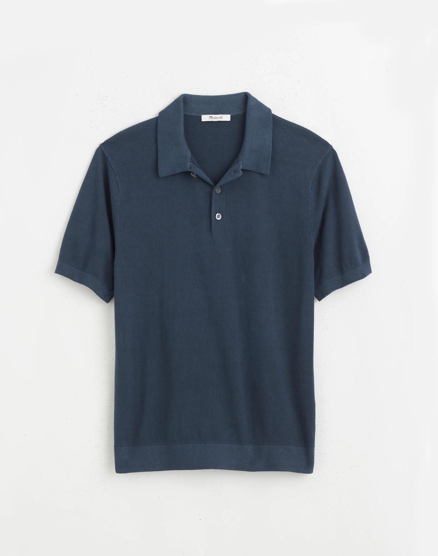 Three-Button Sweater Polo Shirt Product Image