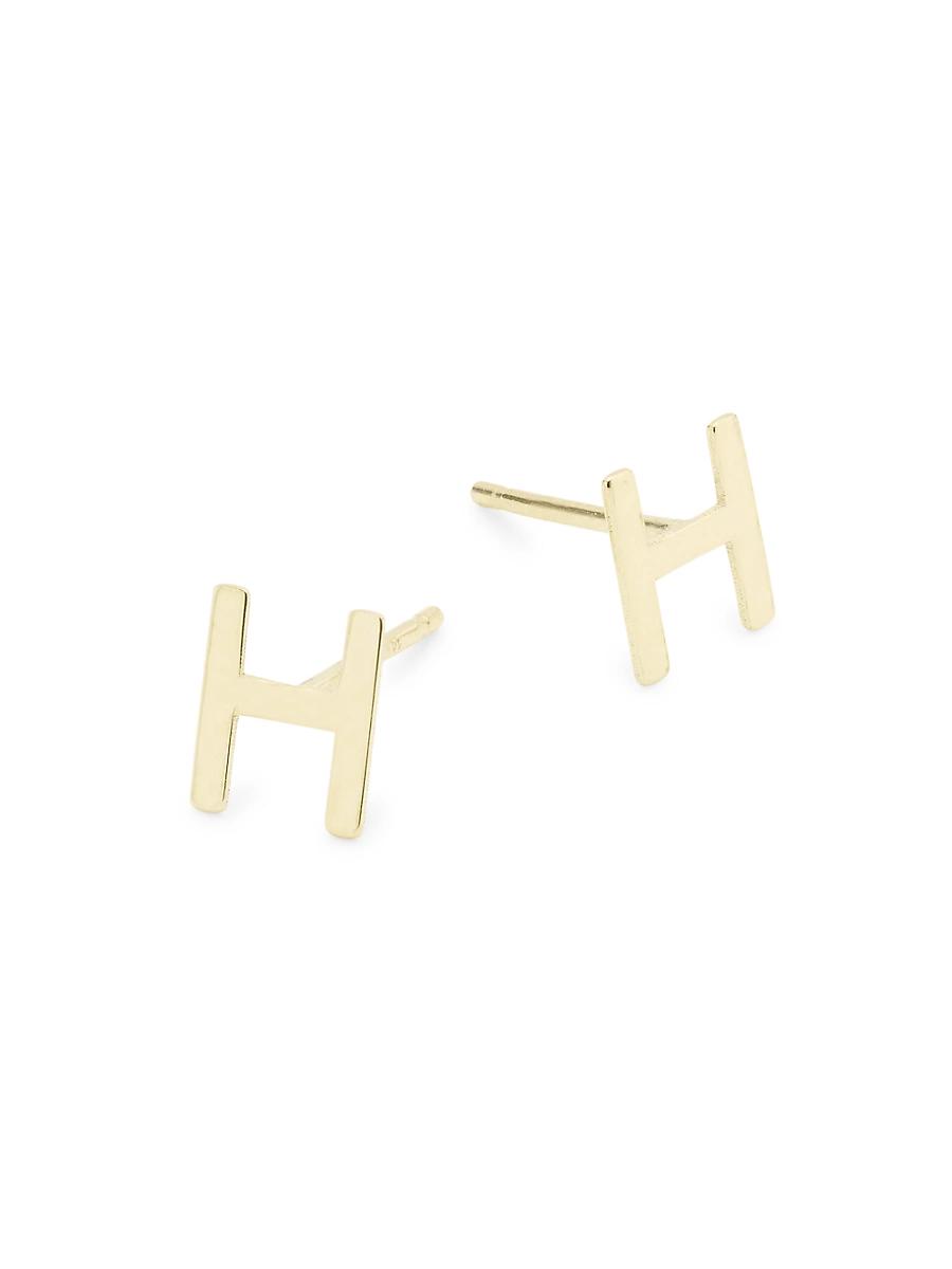 Womens 14K Yellow Gold Single Initial Stud Earring Product Image