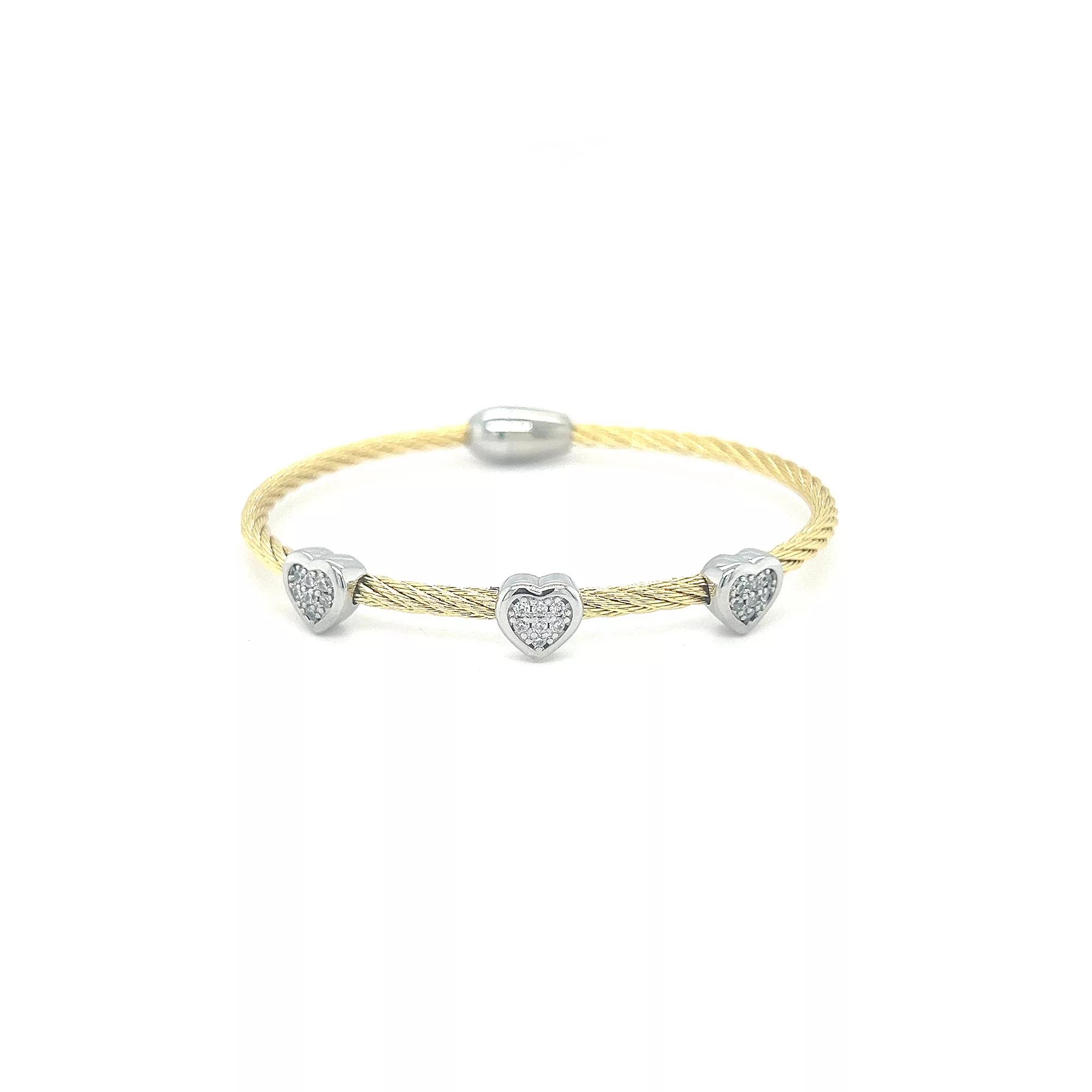 Juvell Two Tone 18k Gold Plated Cubic Zirconia Bangle Bracelet, Women's,  Product Image