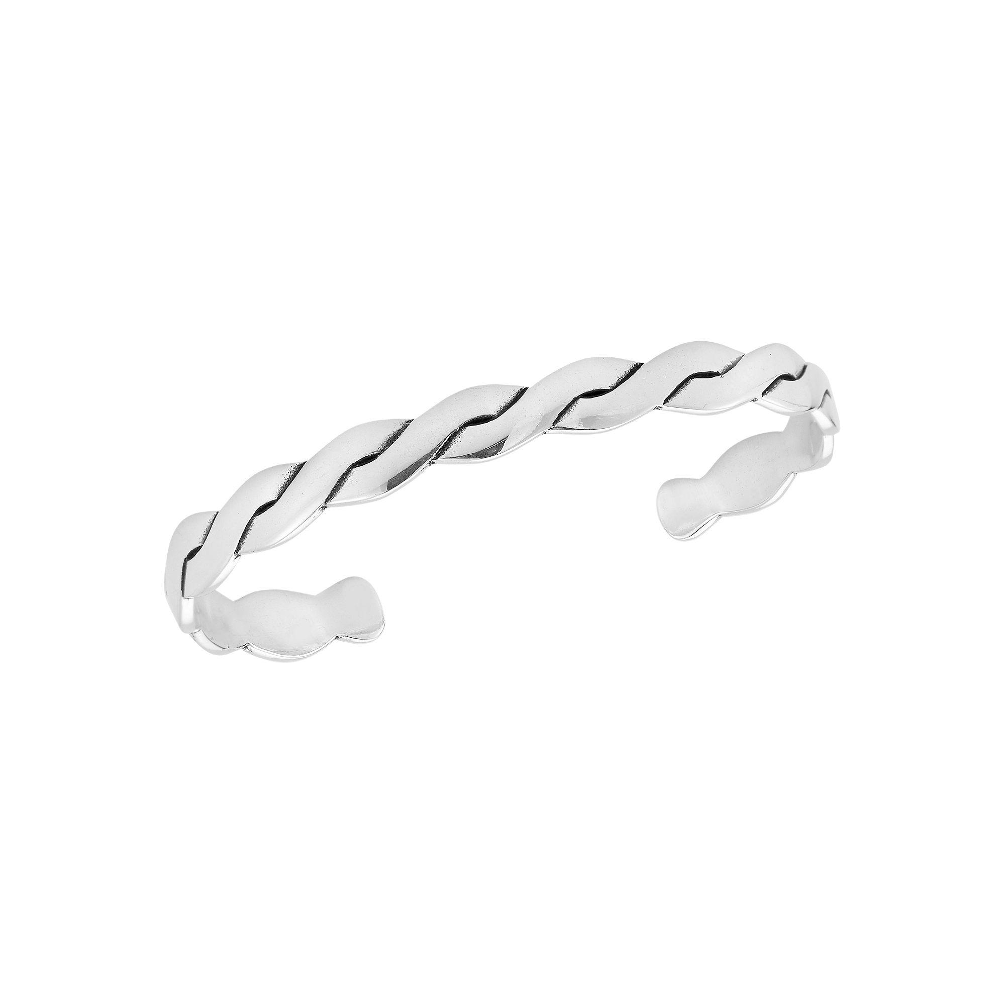 Menster Men's Sterling Silver Oxidized Twist Cuff Bangle Bracelet, Size: 8" Product Image