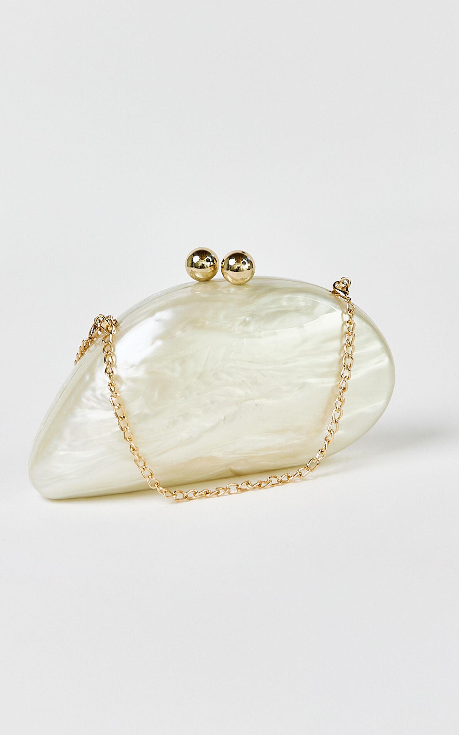 Nami Clutch Bag with Hardware Detail in Pearl Product Image